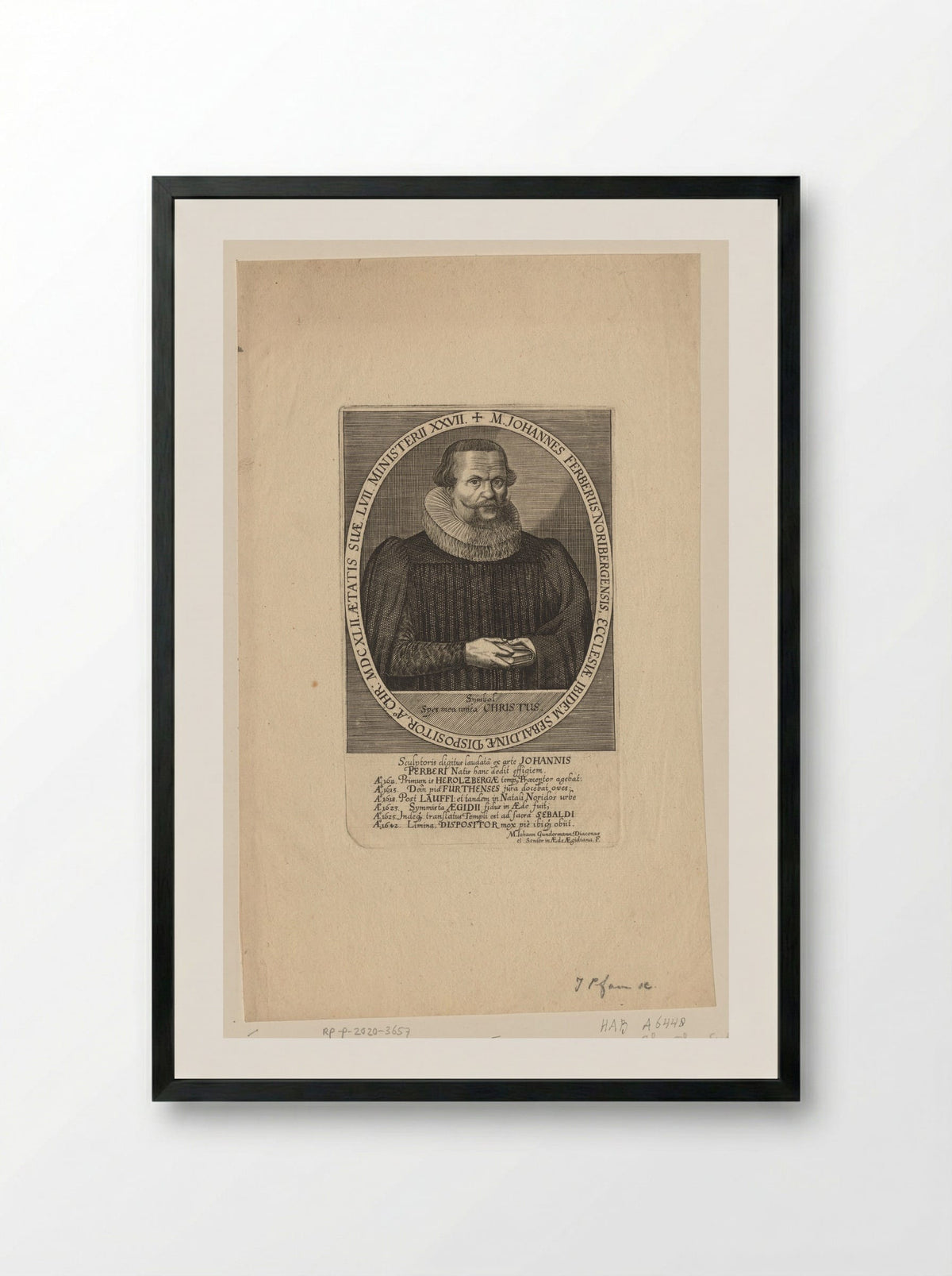 Portret van Johann Ferber - Johann Pfann - Framed Print Black
