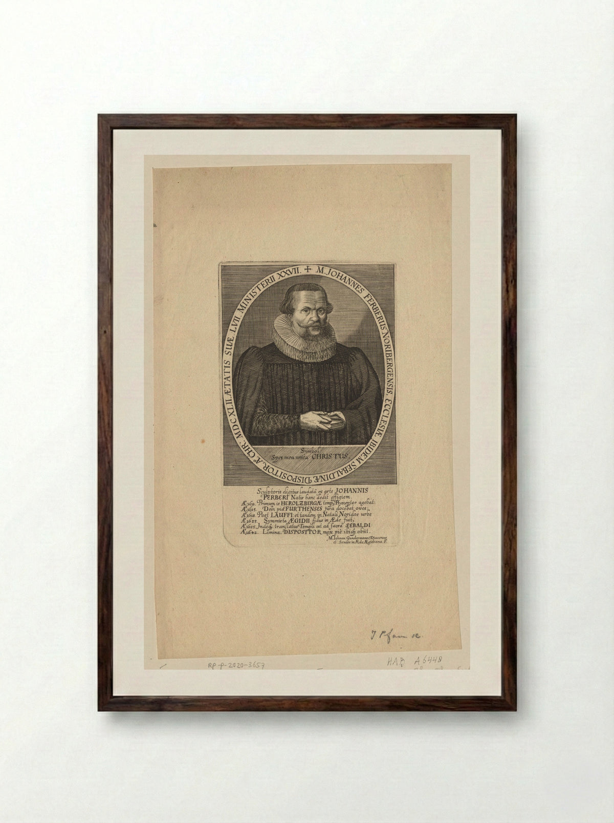 Portret van Johann Ferber - Johann Pfann - Framed Print Dark Wood