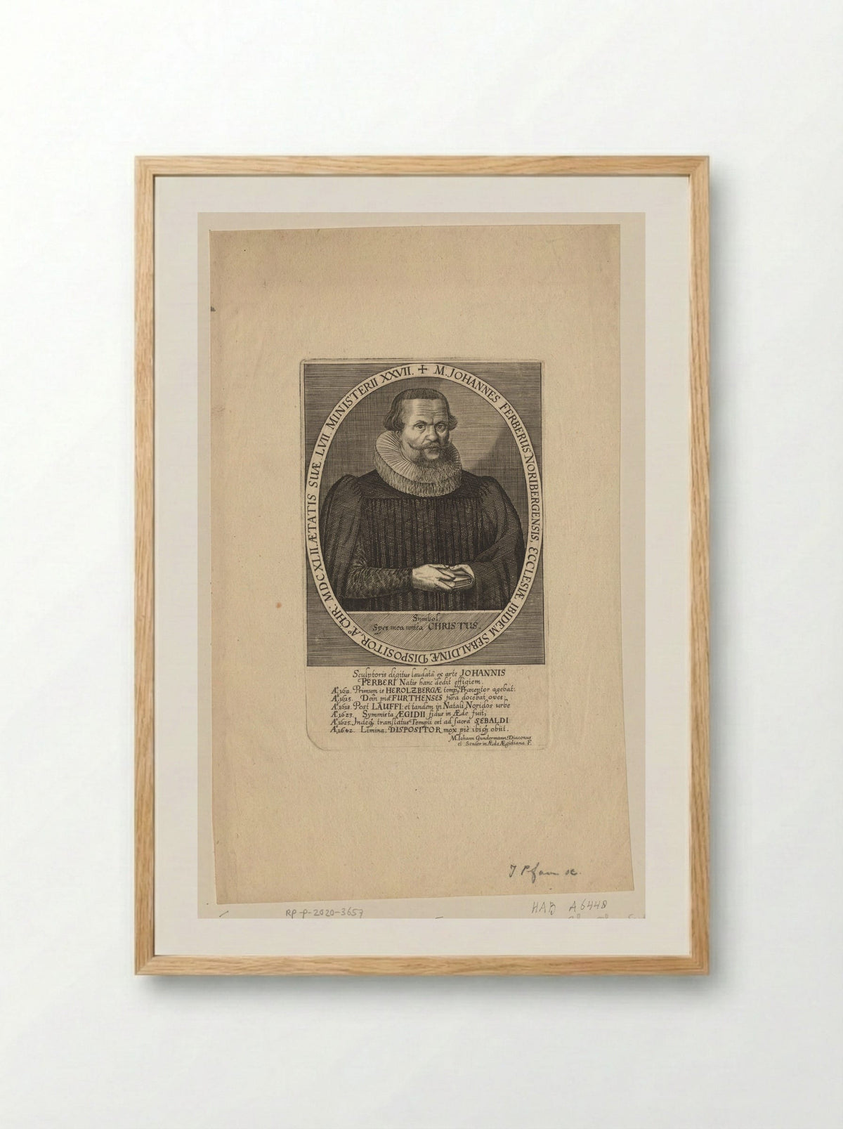 Portret van Johann Ferber - Johann Pfann - Framed Print Wood