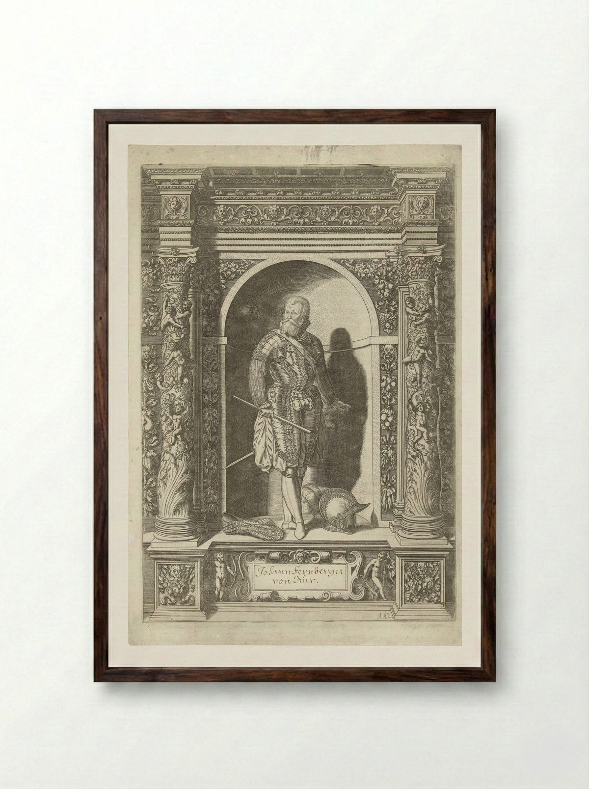 Portret van Johann Fernberger von Aur - Dominicus Custos - Framed Print Dark Wood