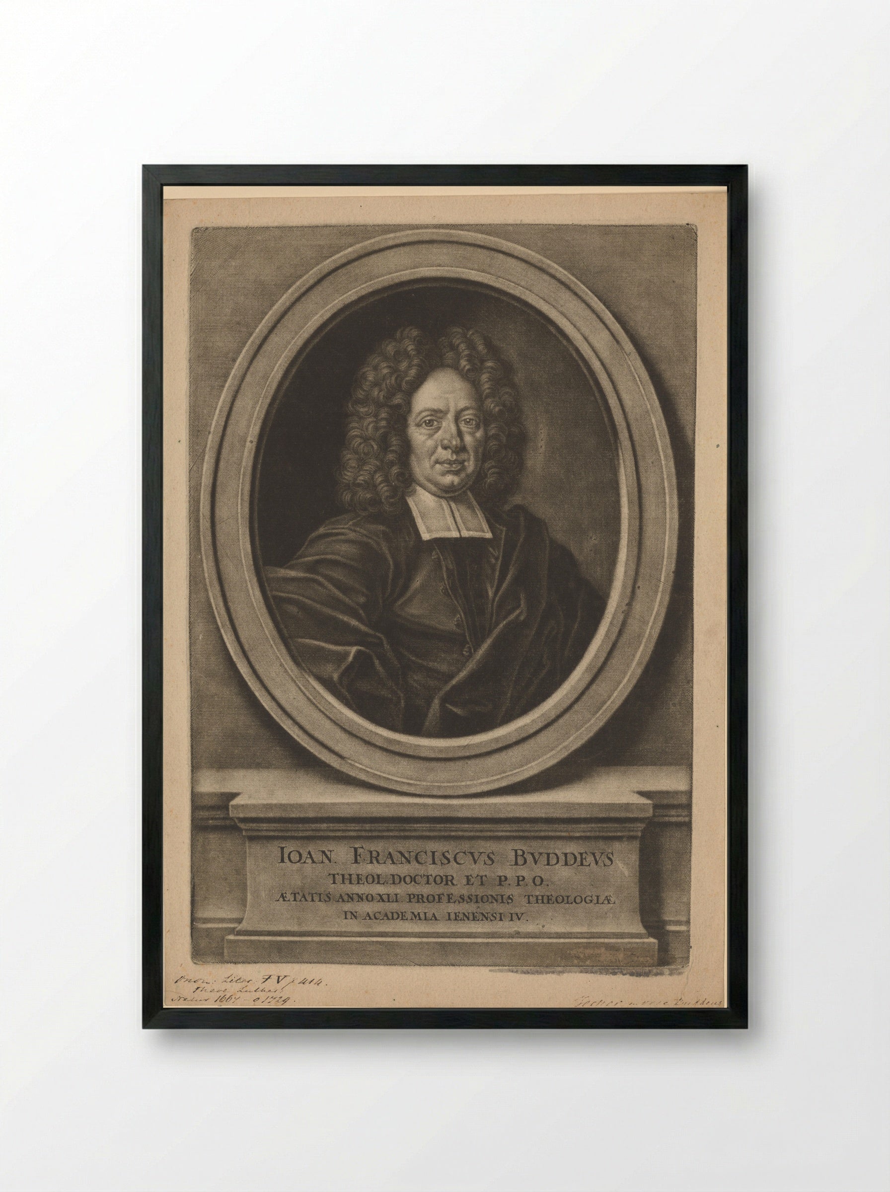Portret van Johann Franz Buddeus - Christoph Weigel - Framed Print Black