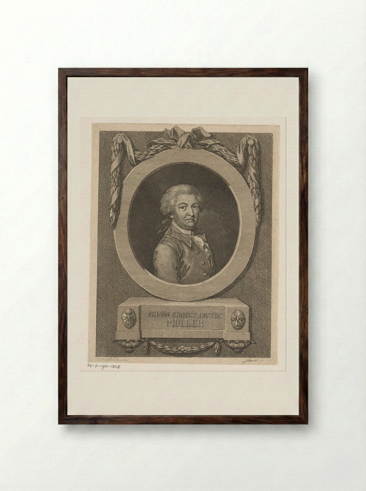Portret van Johann Georg Ritter von Zimmermann - Johann Christian Ernst Müller - Framed Print Dark Wood