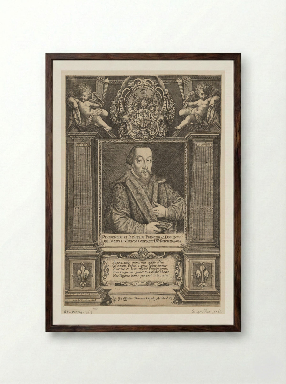 Portret van Johann Jacob Fugger - Dominicus Custos - Framed Print Dark Wood