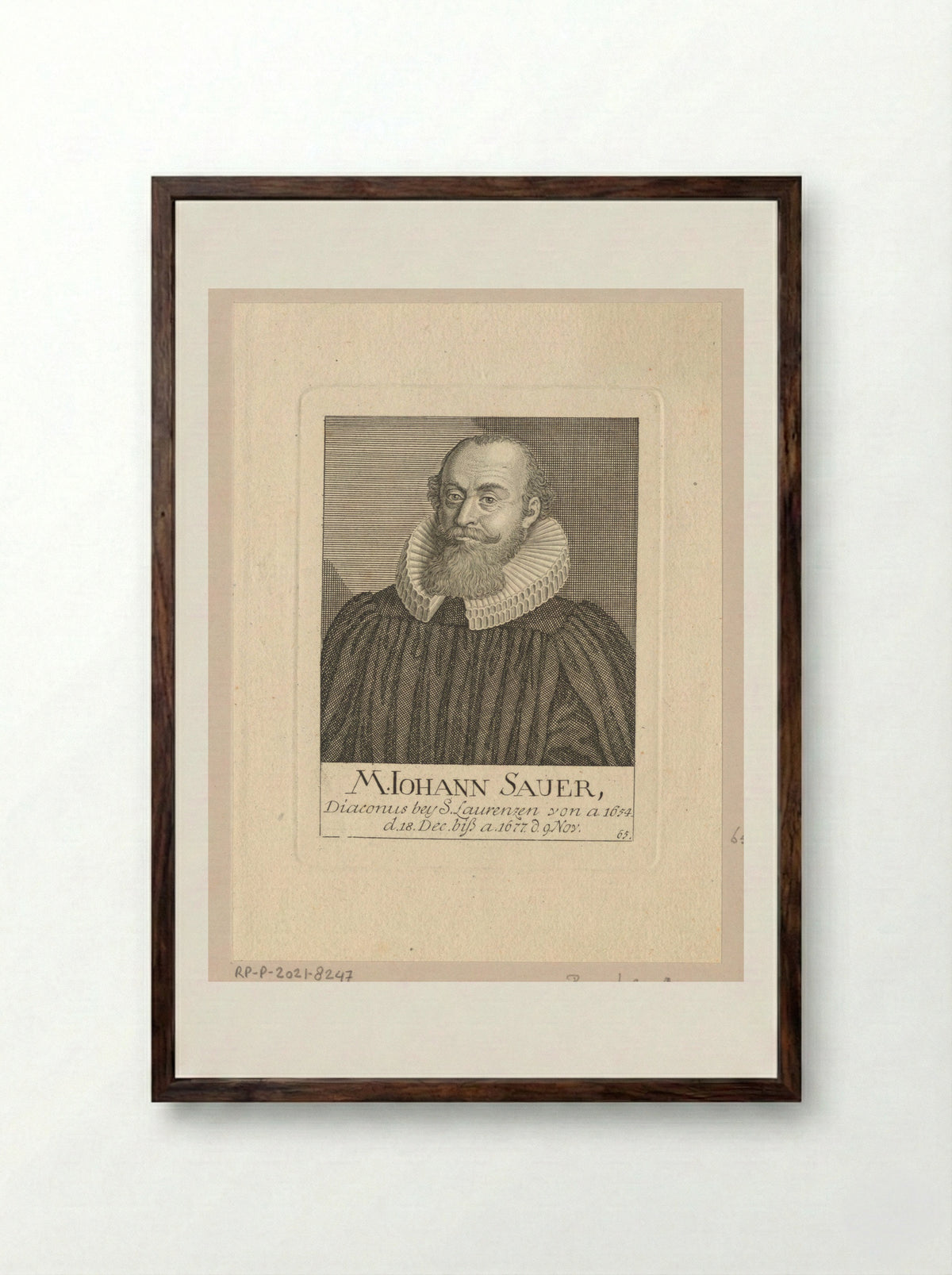 Portret van Johann Sauer - Christoph Melchior Roth - Framed Print Dark Wood