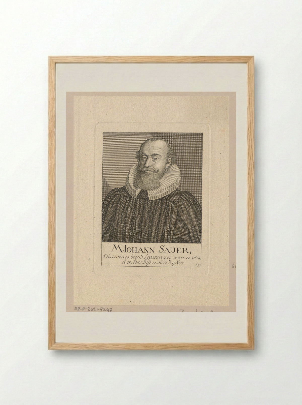 Portret van Johann Sauer - Christoph Melchior Roth - Framed Print Wood
