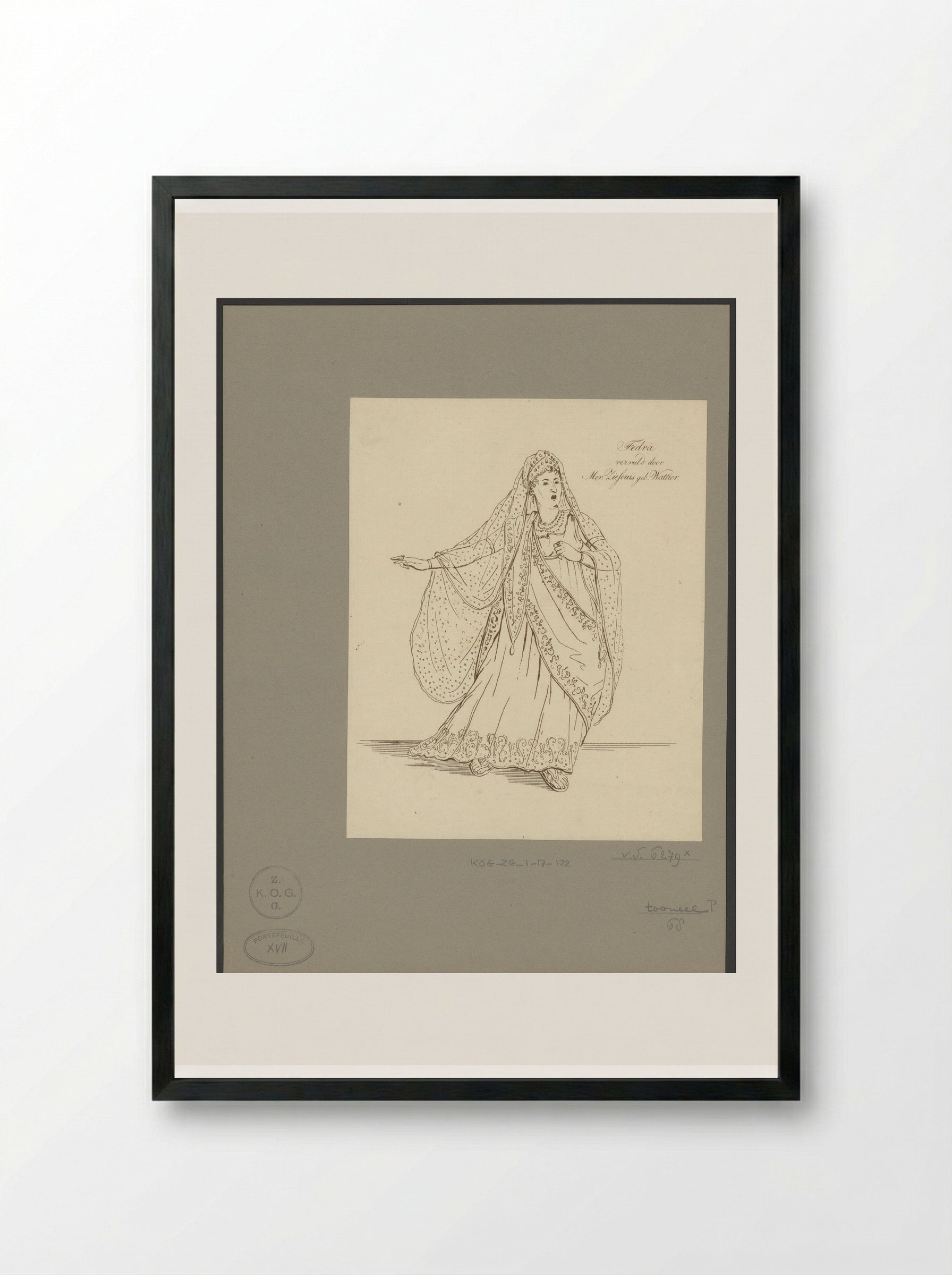 Portret van Johanna Cornelia Wattier in de rol van Fedra - Johannes Jelgerhuis - Framed Print Black