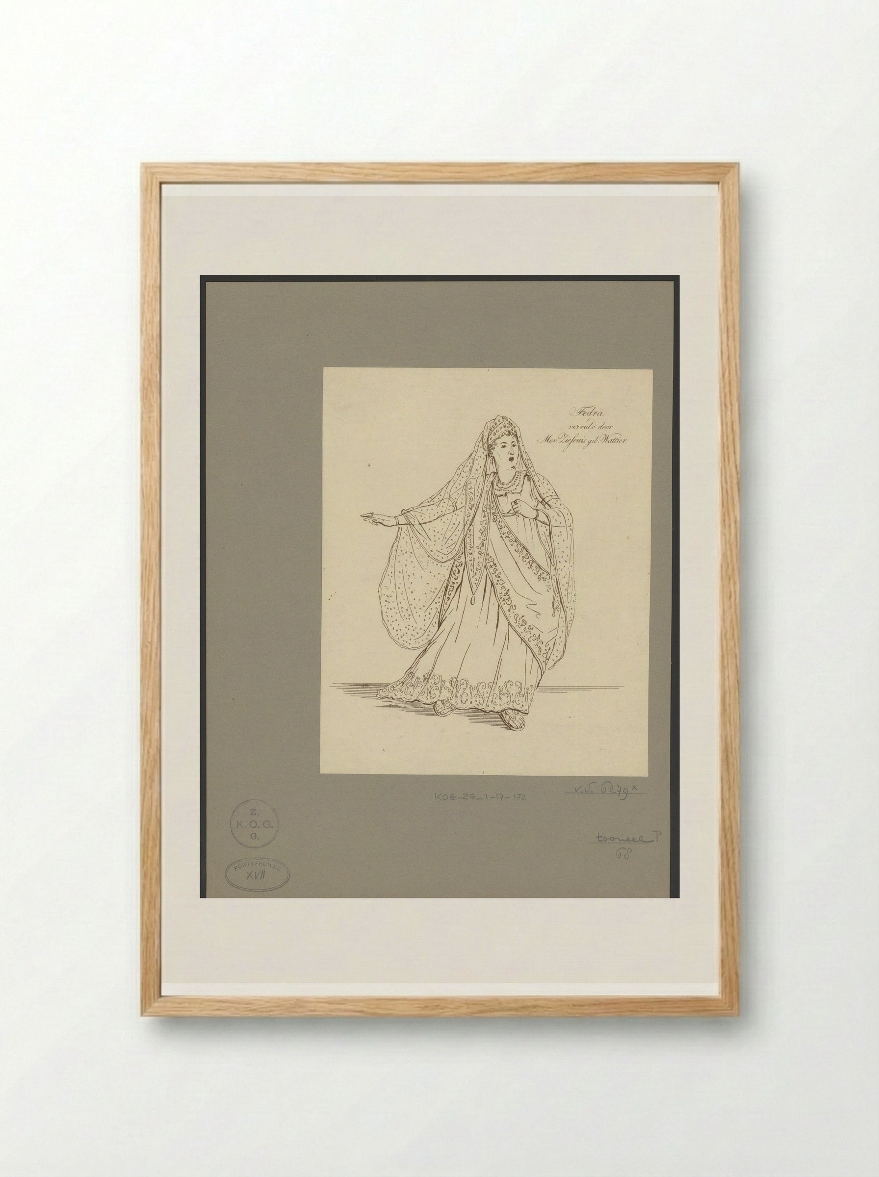 Portret van Johanna Cornelia Wattier in de rol van Fedra - Johannes Jelgerhuis - Framed Print Wood