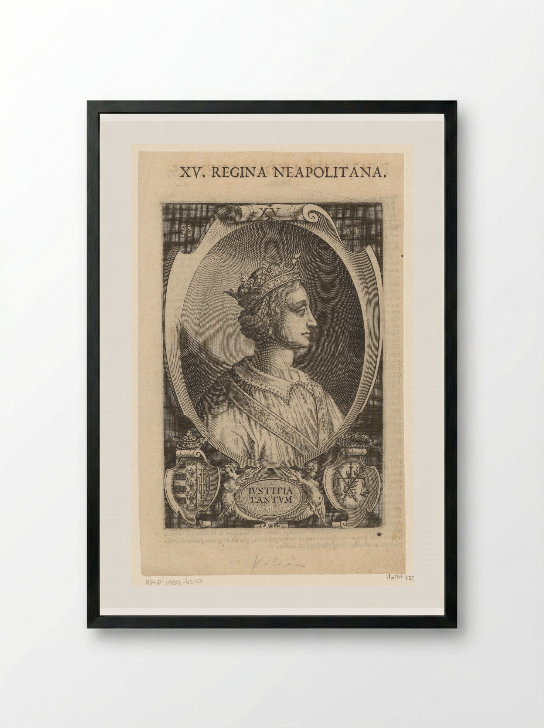 Portret van Johanna II van Napels - Lucas Kilian - Framed Print Black