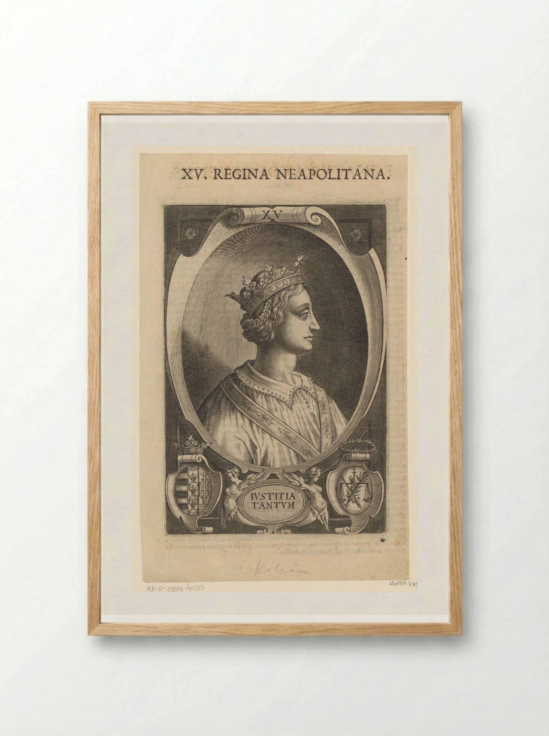 Portret van Johanna II van Napels - Lucas Kilian - Framed Print Wood