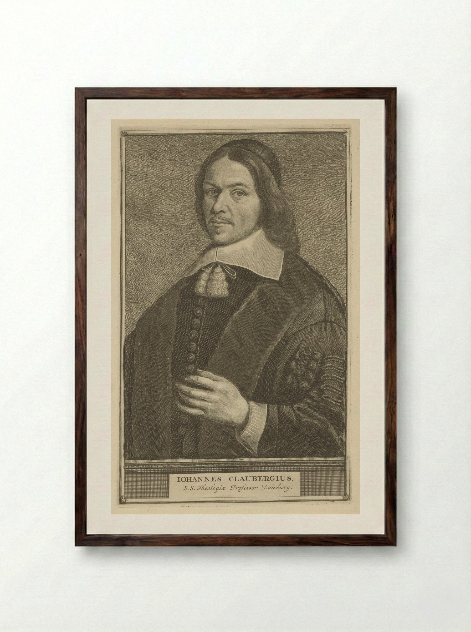 Portret van Johannes Clauberg - Jonas Suyderhoef - Framed Print Dark Wood