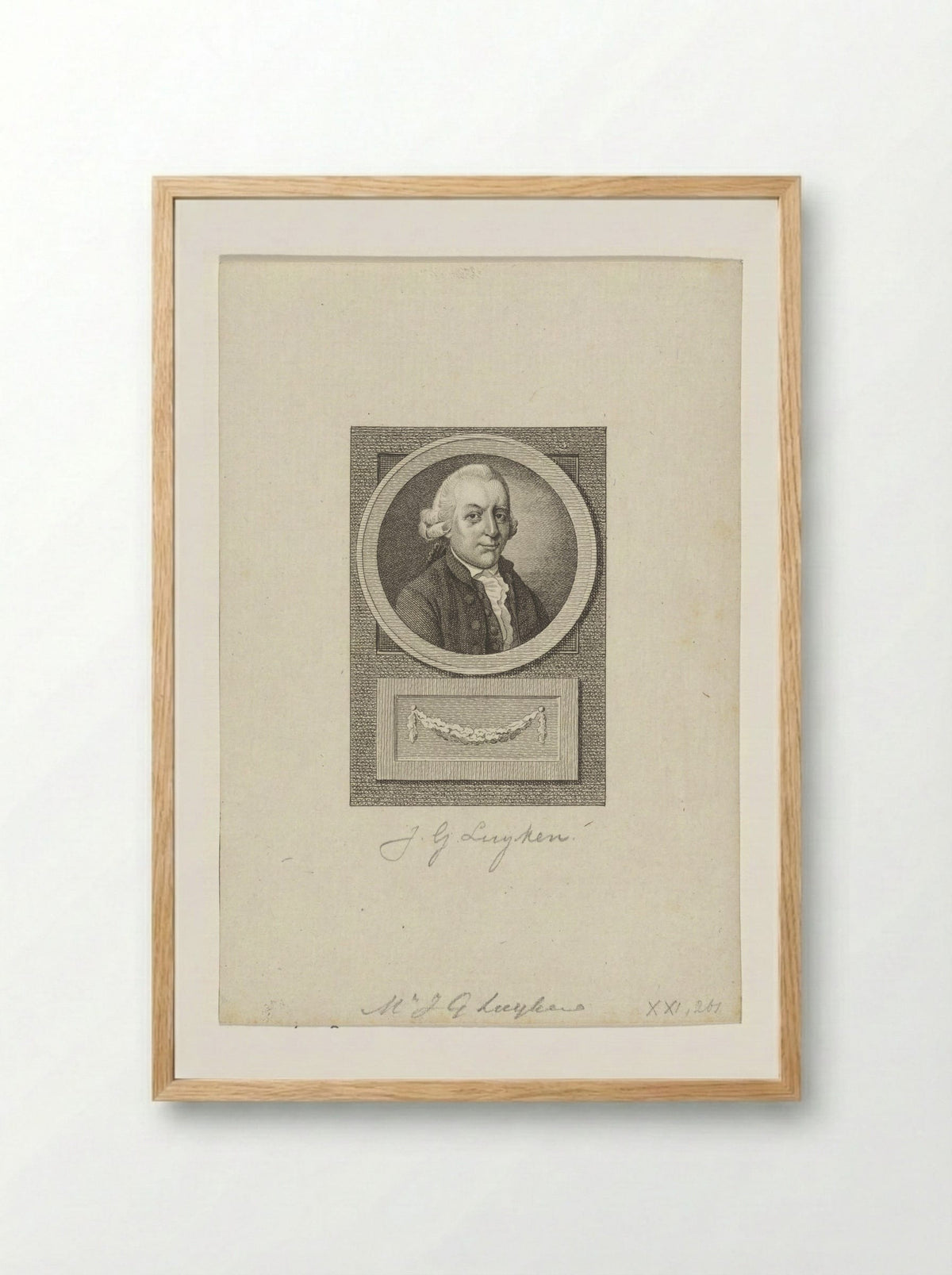 Portret van Johannes Gerardus Luyken - Reinier Vinkeles (I) - Framed Print Wood