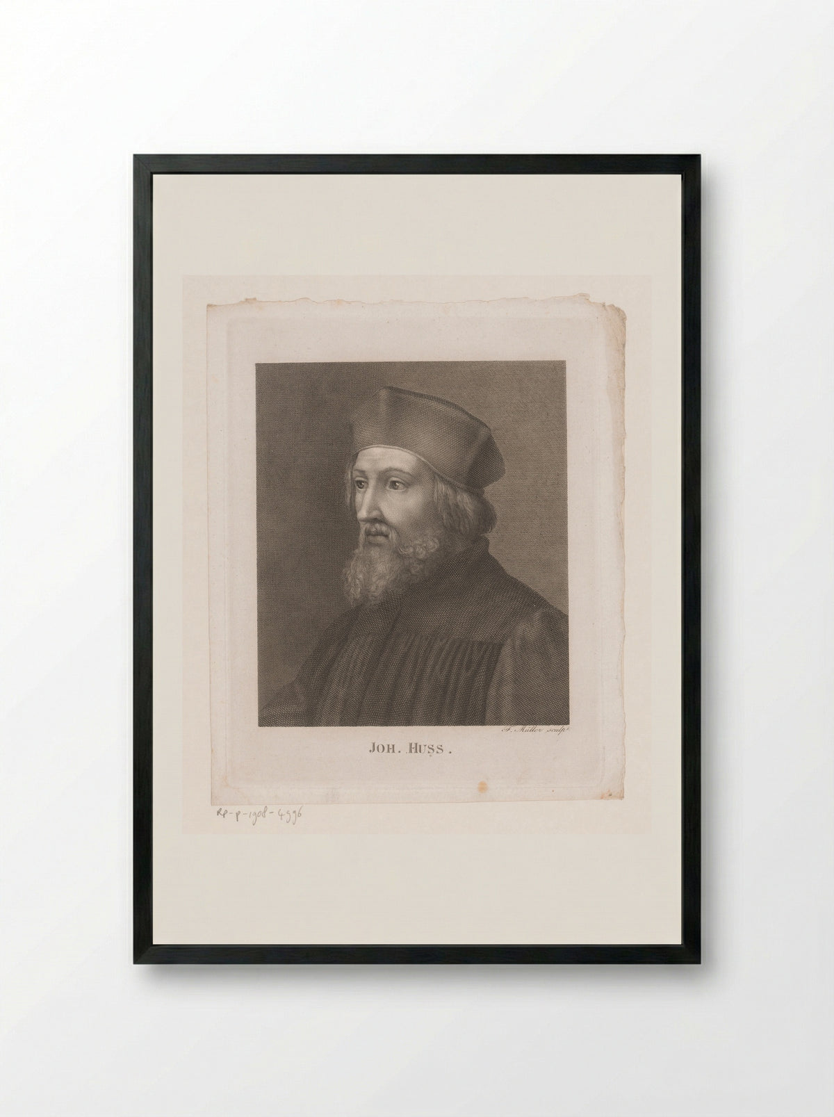 Portret van Johannes Hus - Johann Friedrich Wilhelm Müller - Framed Print Black