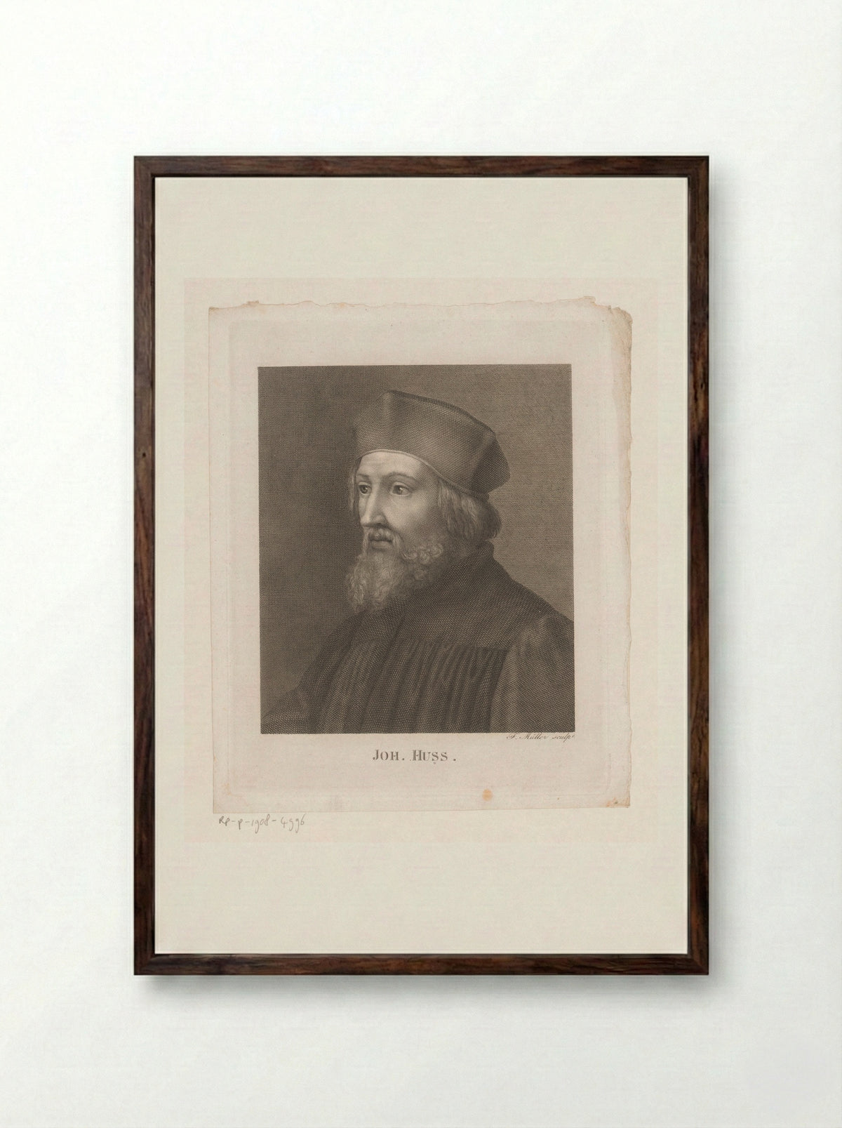 Portret van Johannes Hus - Johann Friedrich Wilhelm Müller - Framed Print Dark Wood