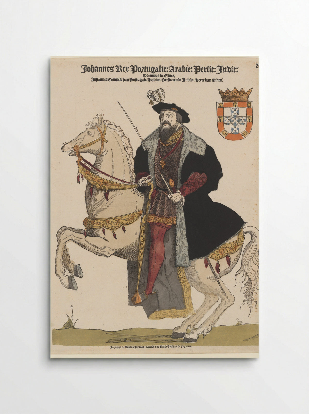 Portret van Johannes III van Portugal te paard - Sylvester van Parijs - Poster
