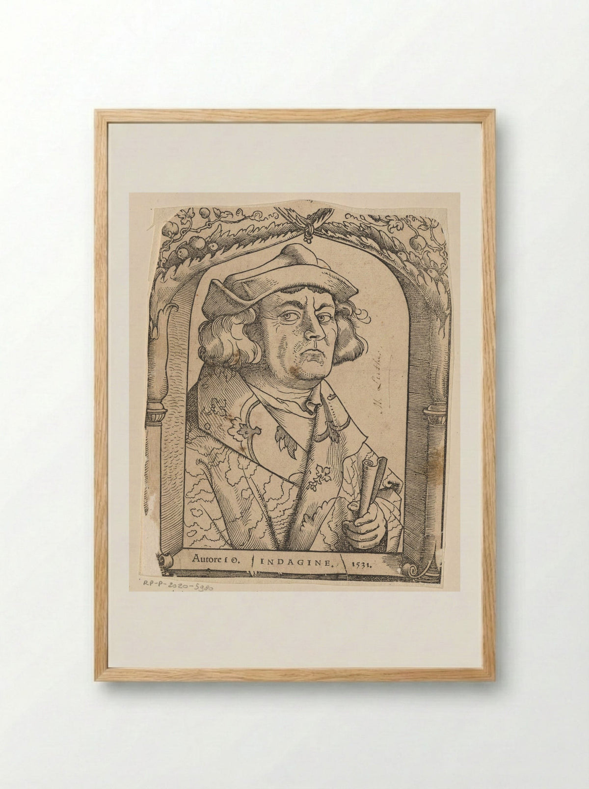 Portret van Johannes Indagine - Hans Baldung Grien - Framed Print Wood