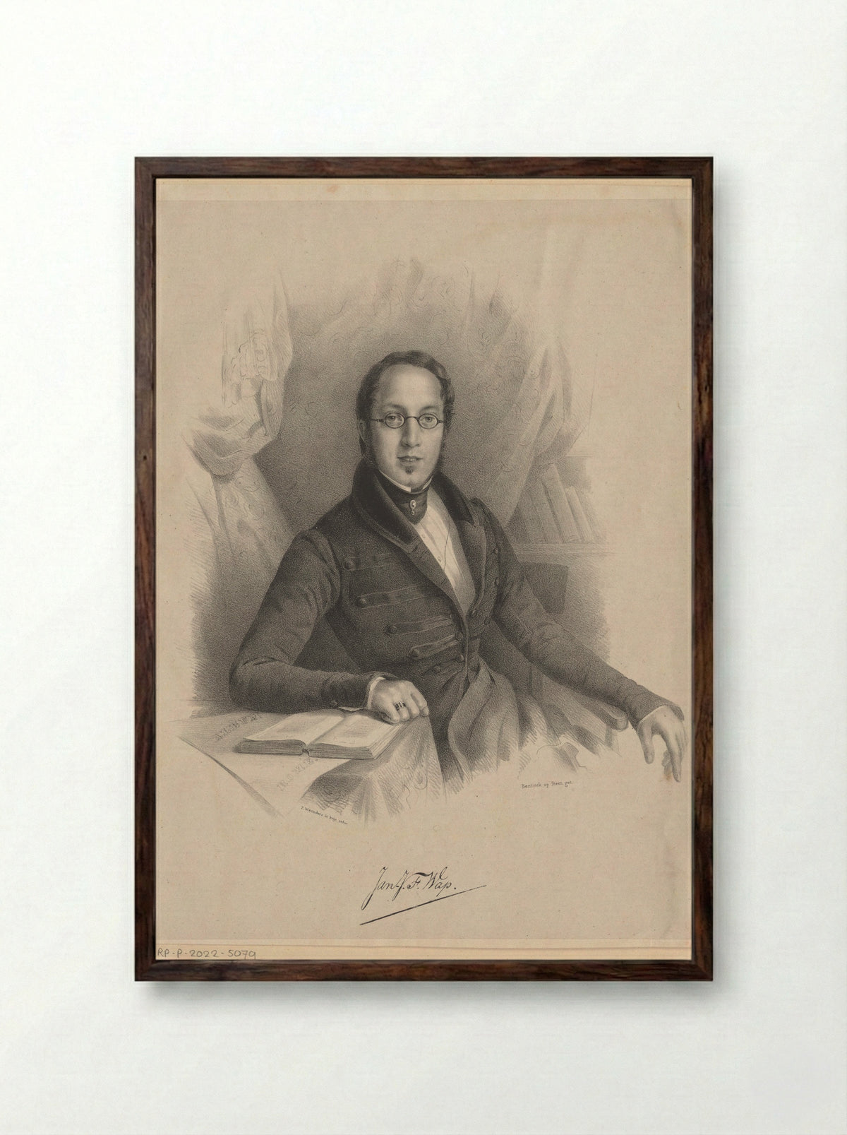 Portret van Johannes Jacobus Franciscus Wap - Hilmar Johannes Backer - Framed Print Dark Wood