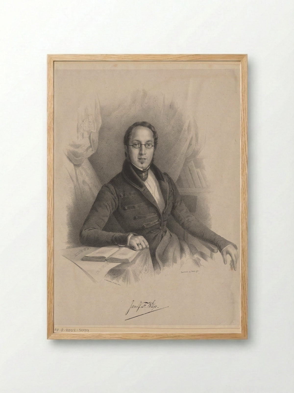 Portret van Johannes Jacobus Franciscus Wap - Hilmar Johannes Backer - Framed Print Wood