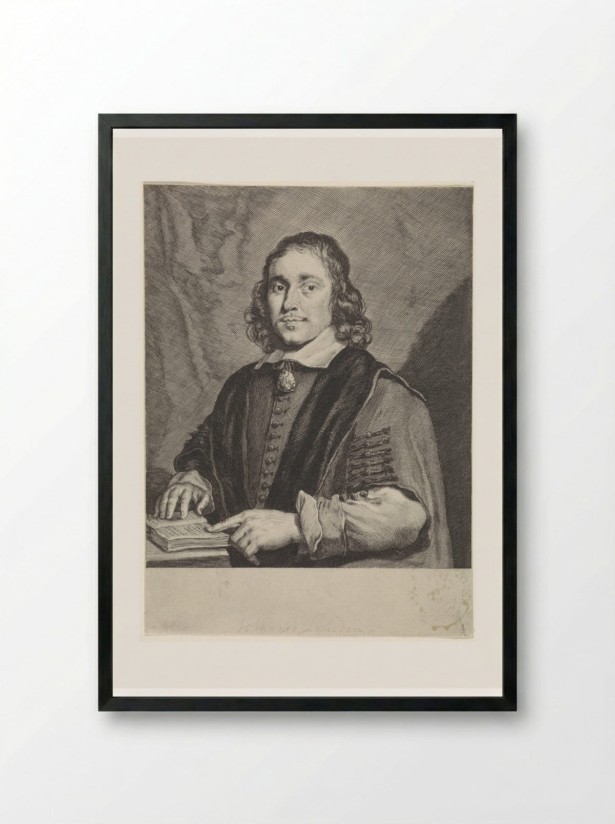 Portret van Johannes Leusden - Theodor Matham - Framed Print Black