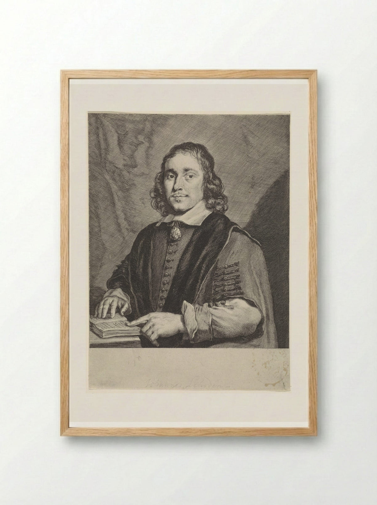 Portret van Johannes Leusden - Theodor Matham - Framed Print Wood