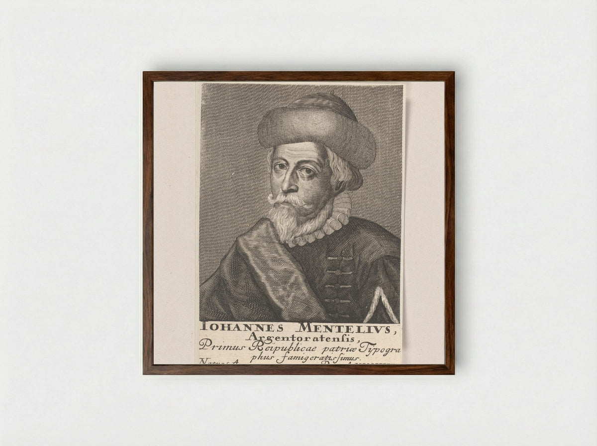 Portret van Johannes Mentelin - Michael Rössler - Framed Print Dark Wood
