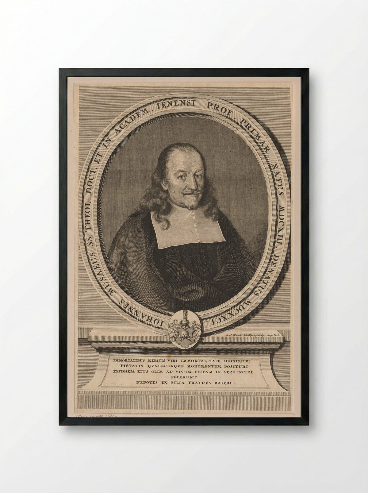 Portret van Johannes Musaeus - Andreas Matthäus Wolfgang - Framed Print Black