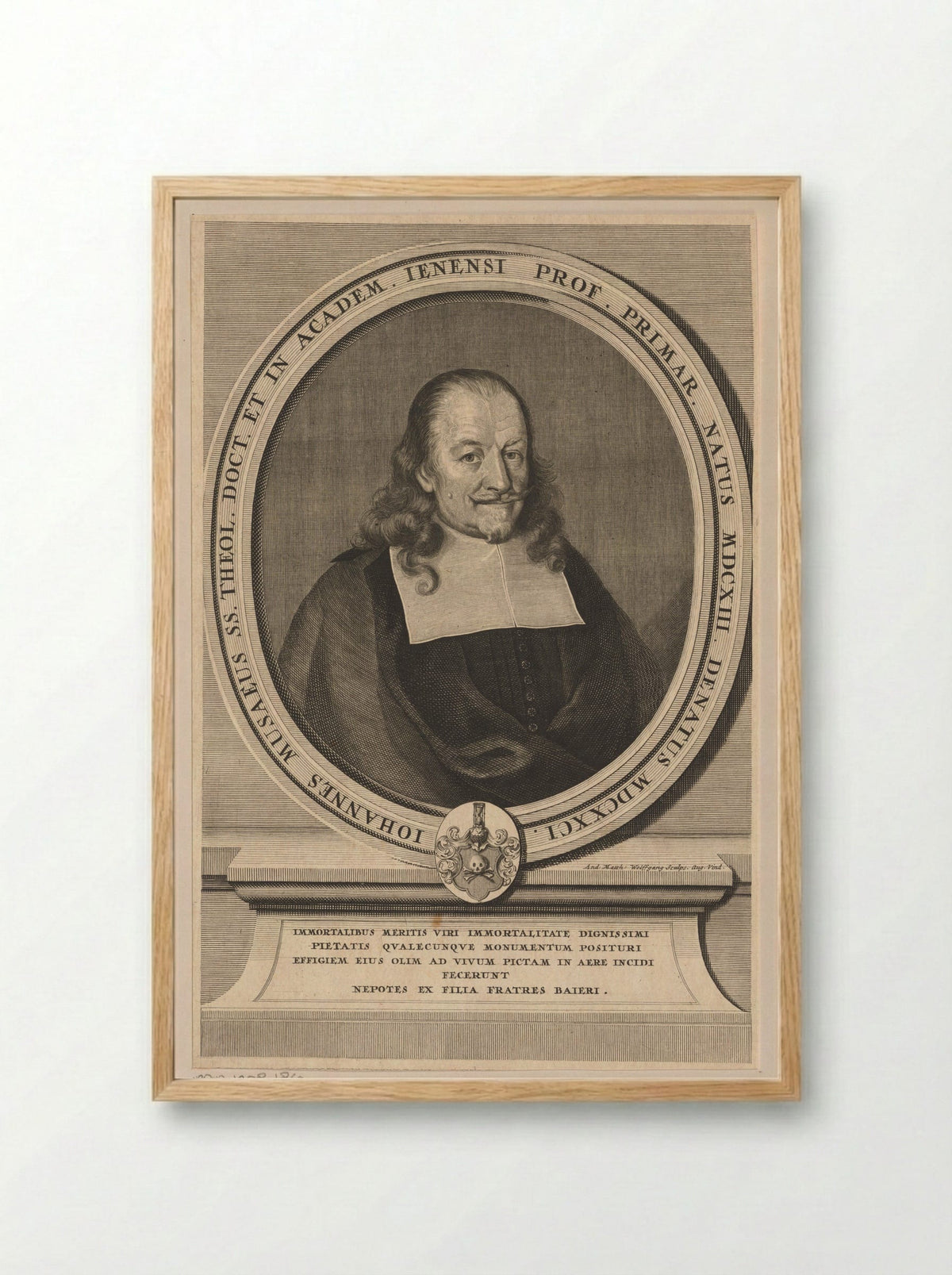 Portret van Johannes Musaeus - Andreas Matthäus Wolfgang - Framed Print Wood