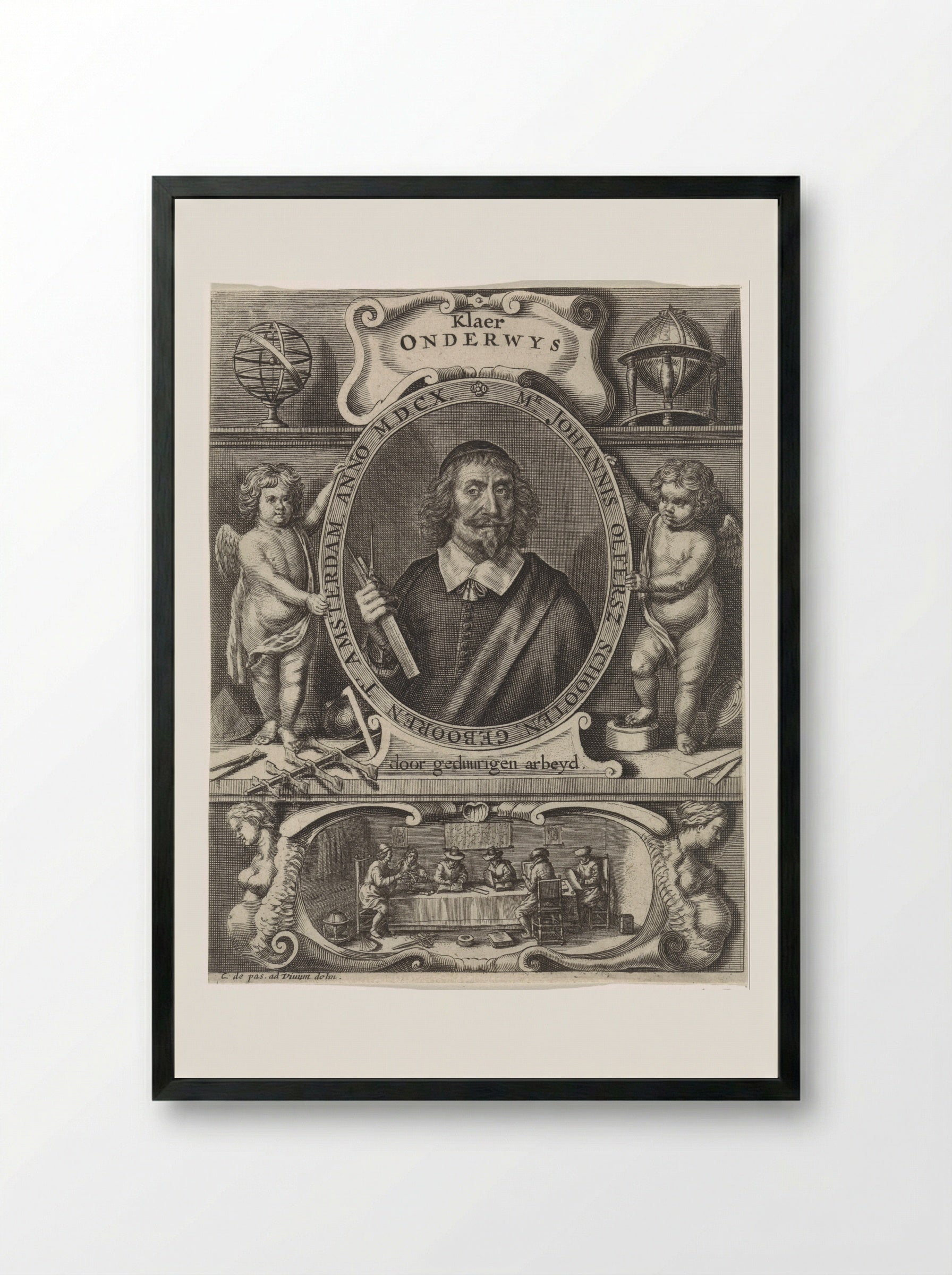 Portret van Johannes Olfersz. Schooten - Crispijn van de Passe (II) - Framed Print Black
