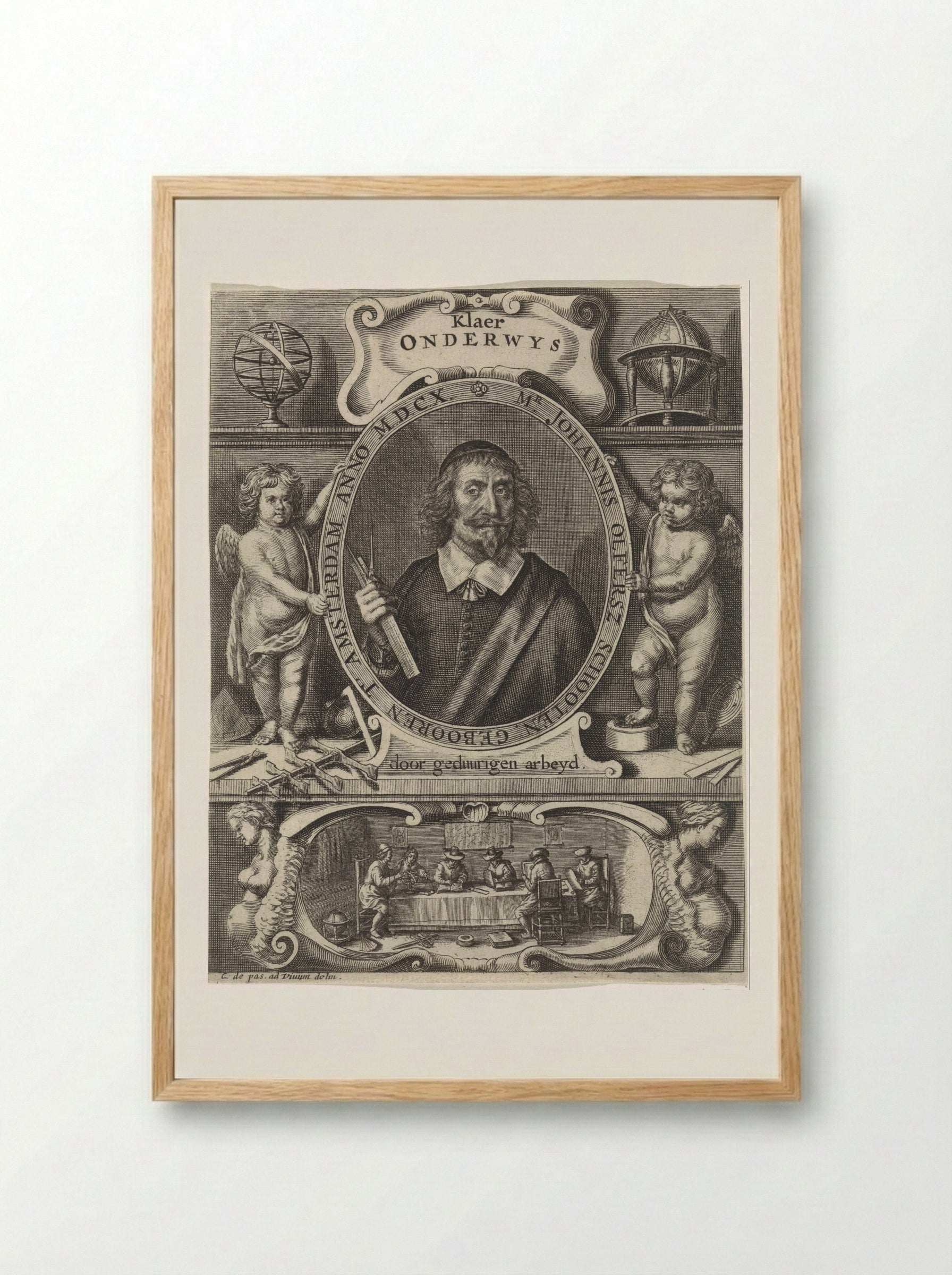 Portret van Johannes Olfersz. Schooten - Crispijn van de Passe (II) - Framed Print Wood