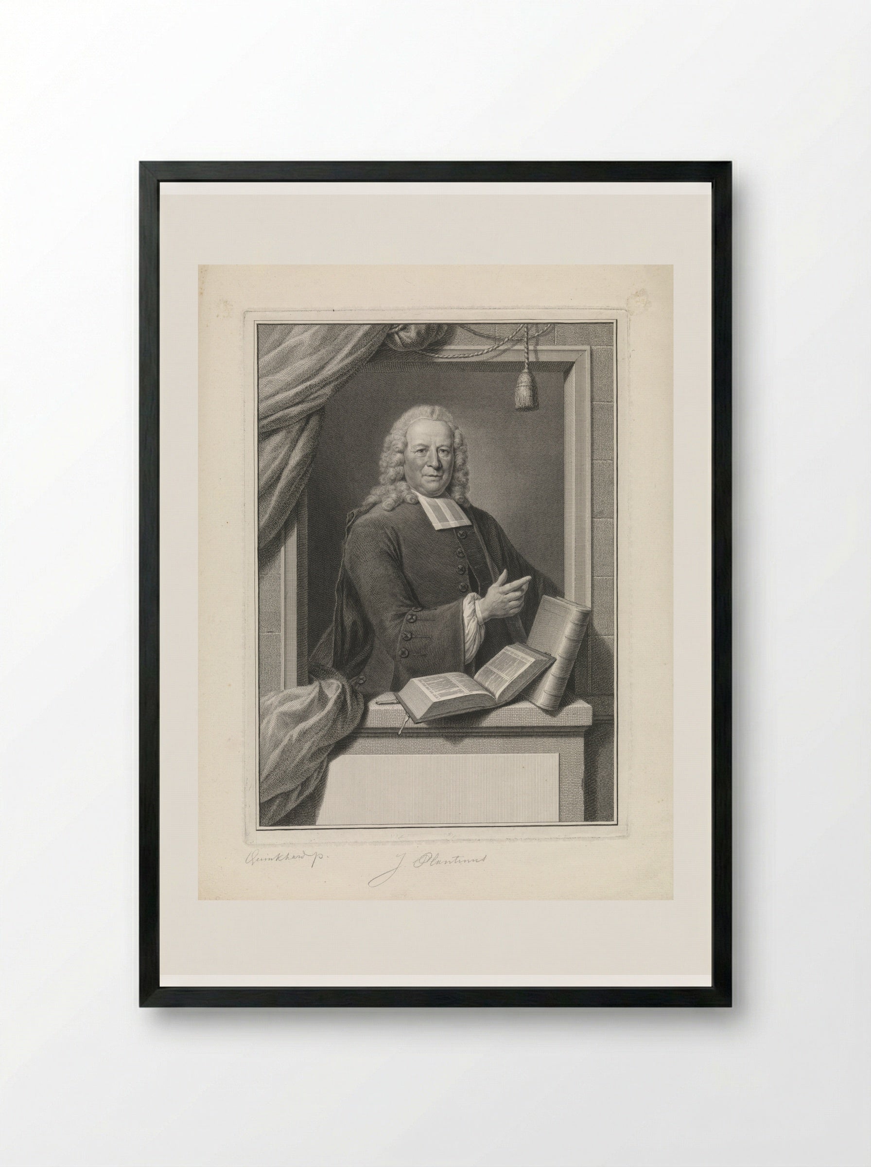 Portret van Johannes Plantinus - Pieter Tanjé - Framed Print Black