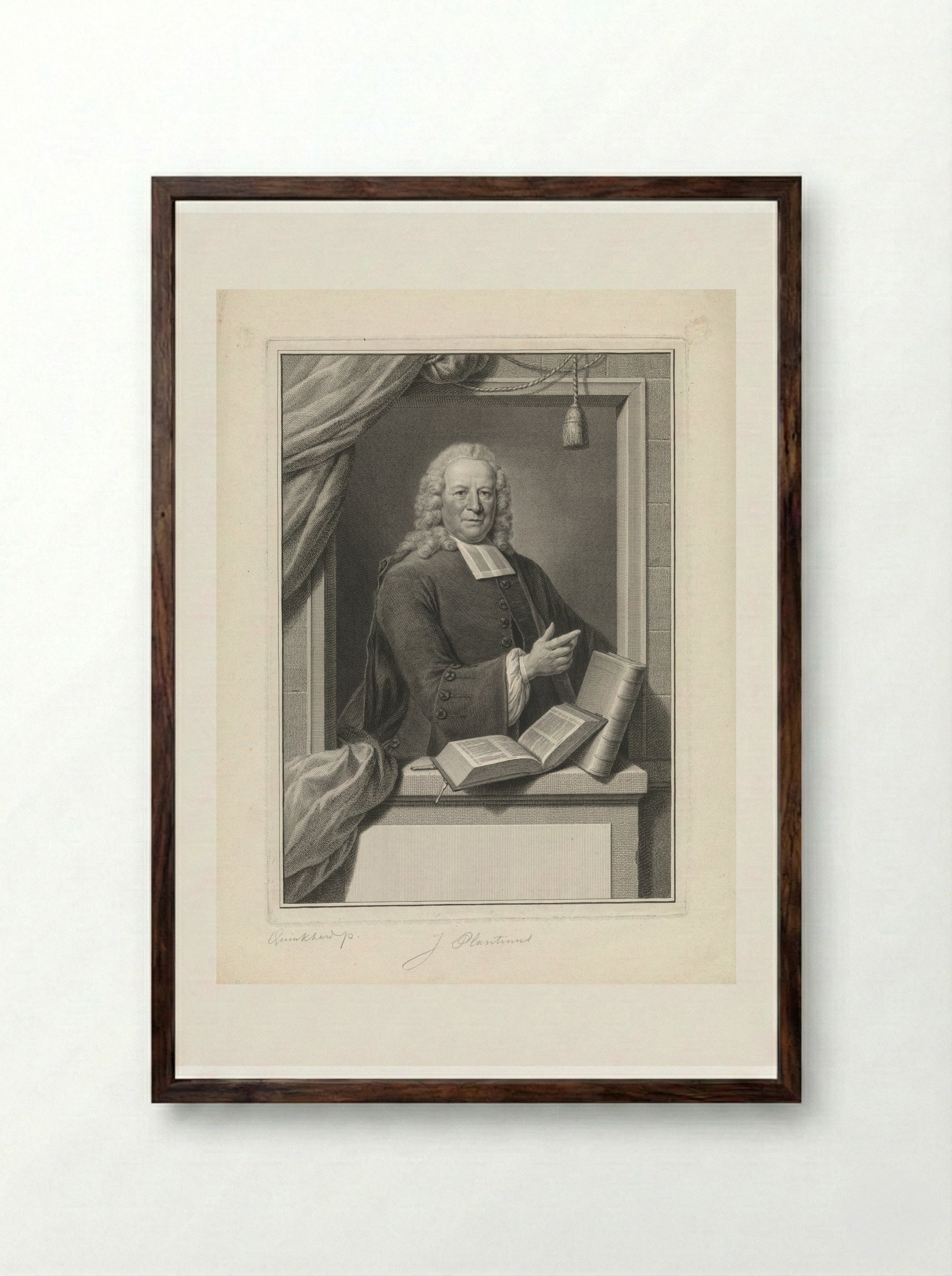 Portret van Johannes Plantinus - Pieter Tanjé - Framed Print Dark Wood