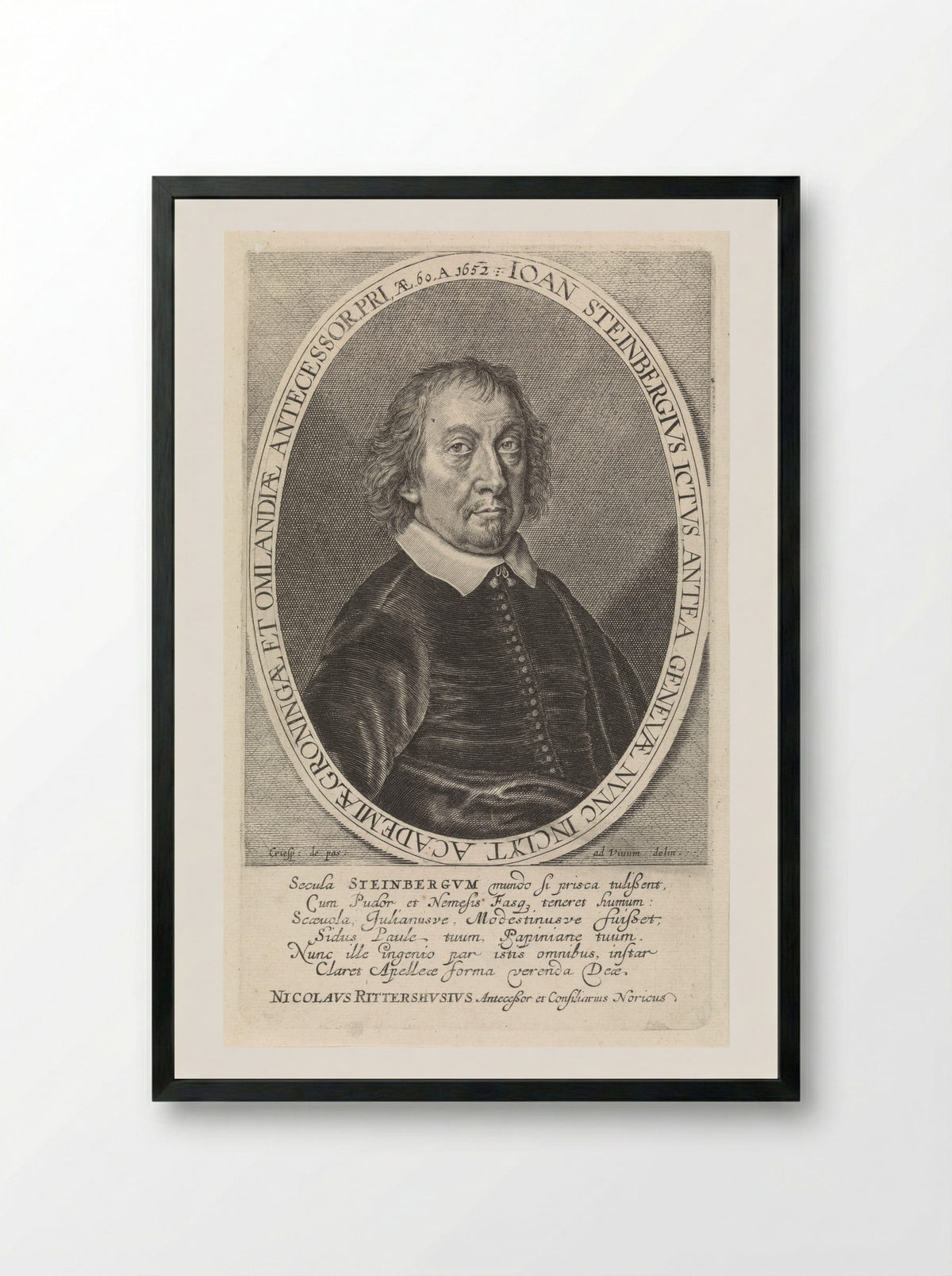 Portret van Johannes Steinbergen - Crispijn van de Passe (II) - Framed Print Black