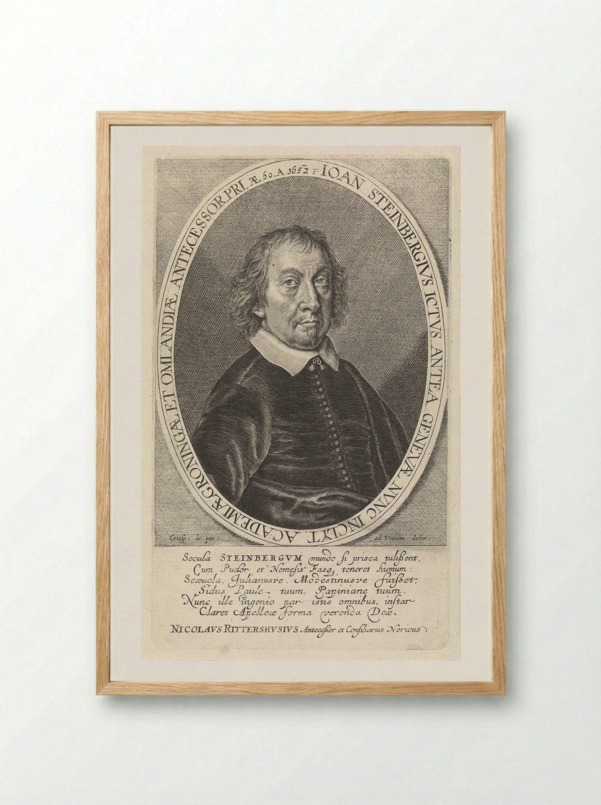 Portret van Johannes Steinbergen - Crispijn van de Passe (II) - Framed Print Wood