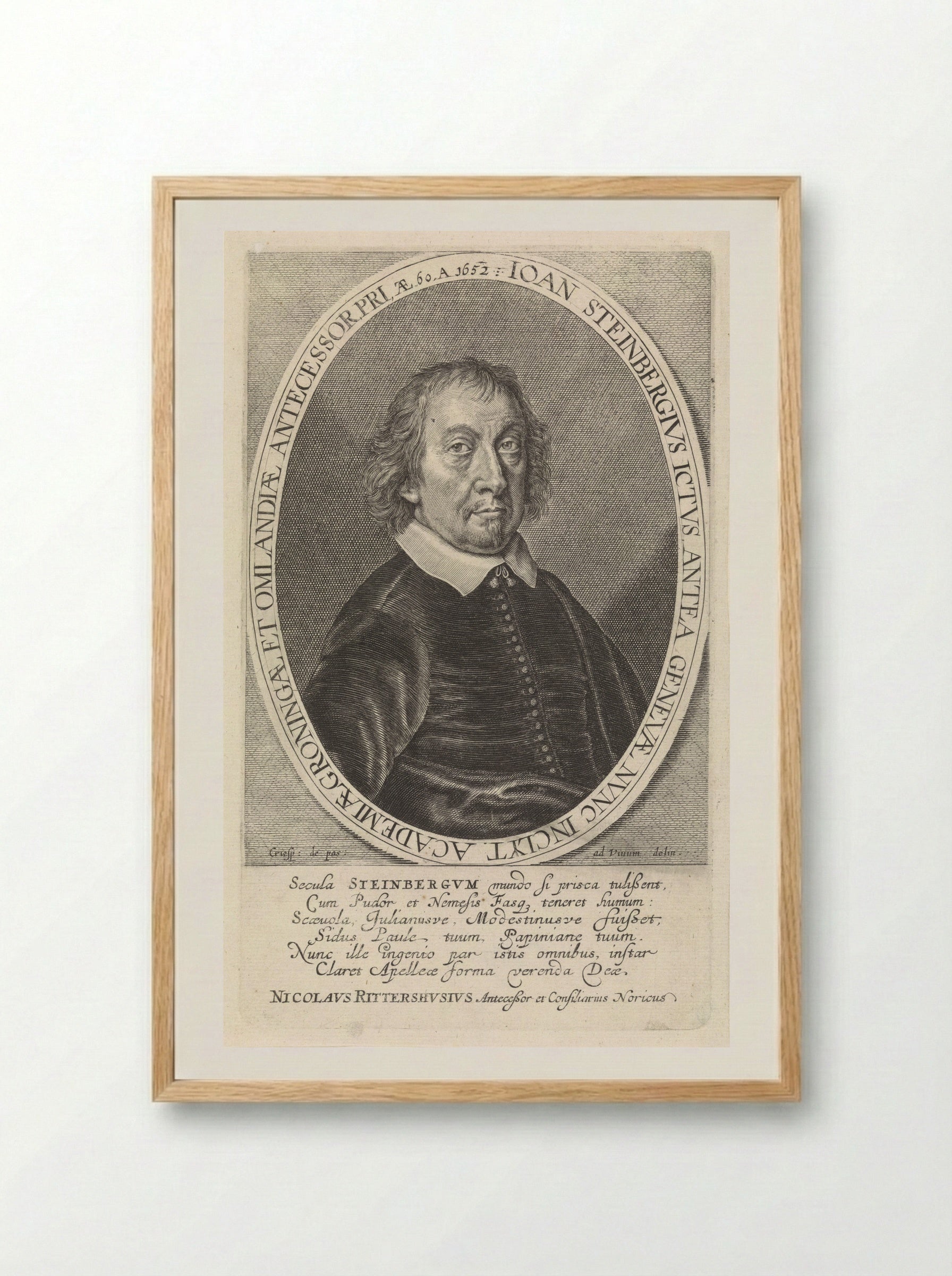 Portret van Johannes Steinbergen - Crispijn van de Passe (II) - Framed Print Wood