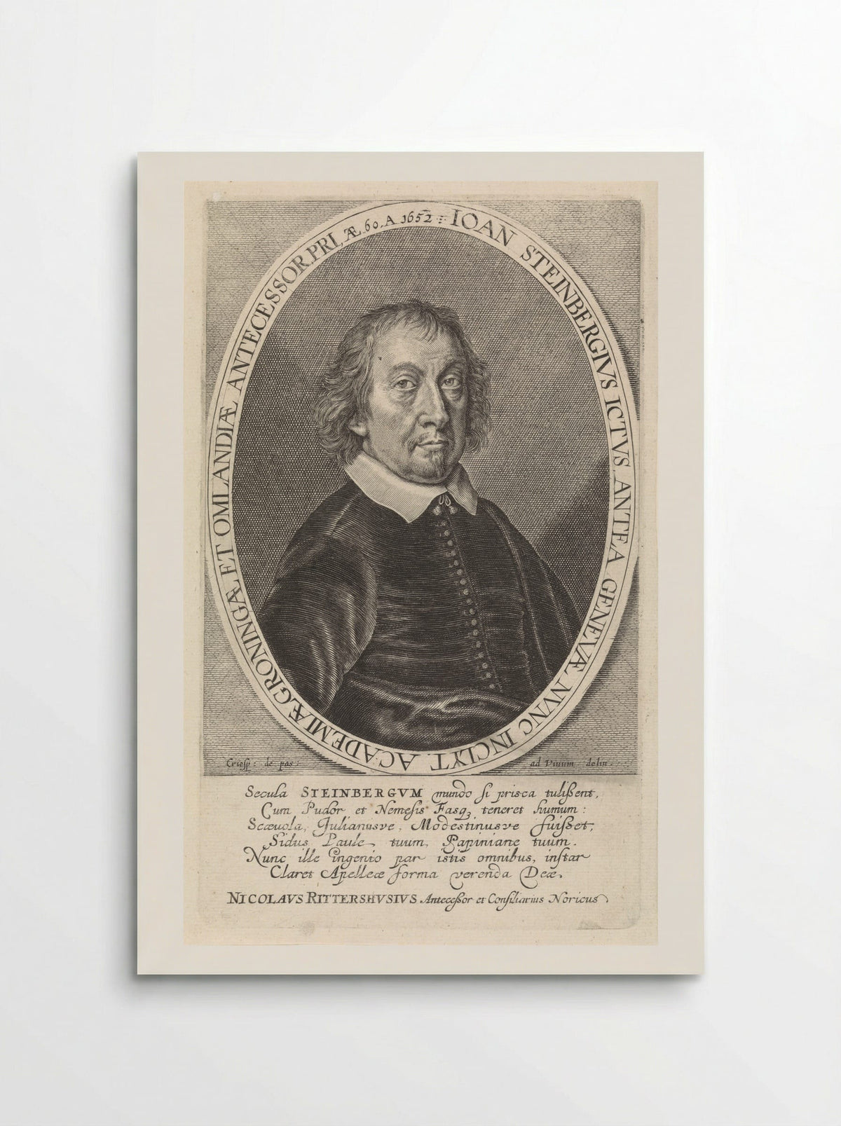 Portret van Johannes Steinbergen - Crispijn van de Passe (II) - Poster