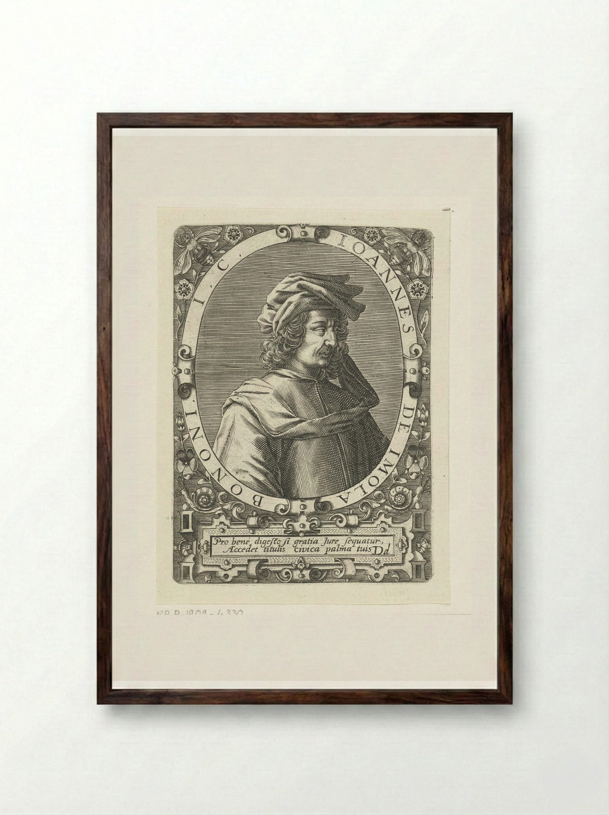 Portret van Johannes de Imola - Theodor de Bry - Framed Print Dark Wood