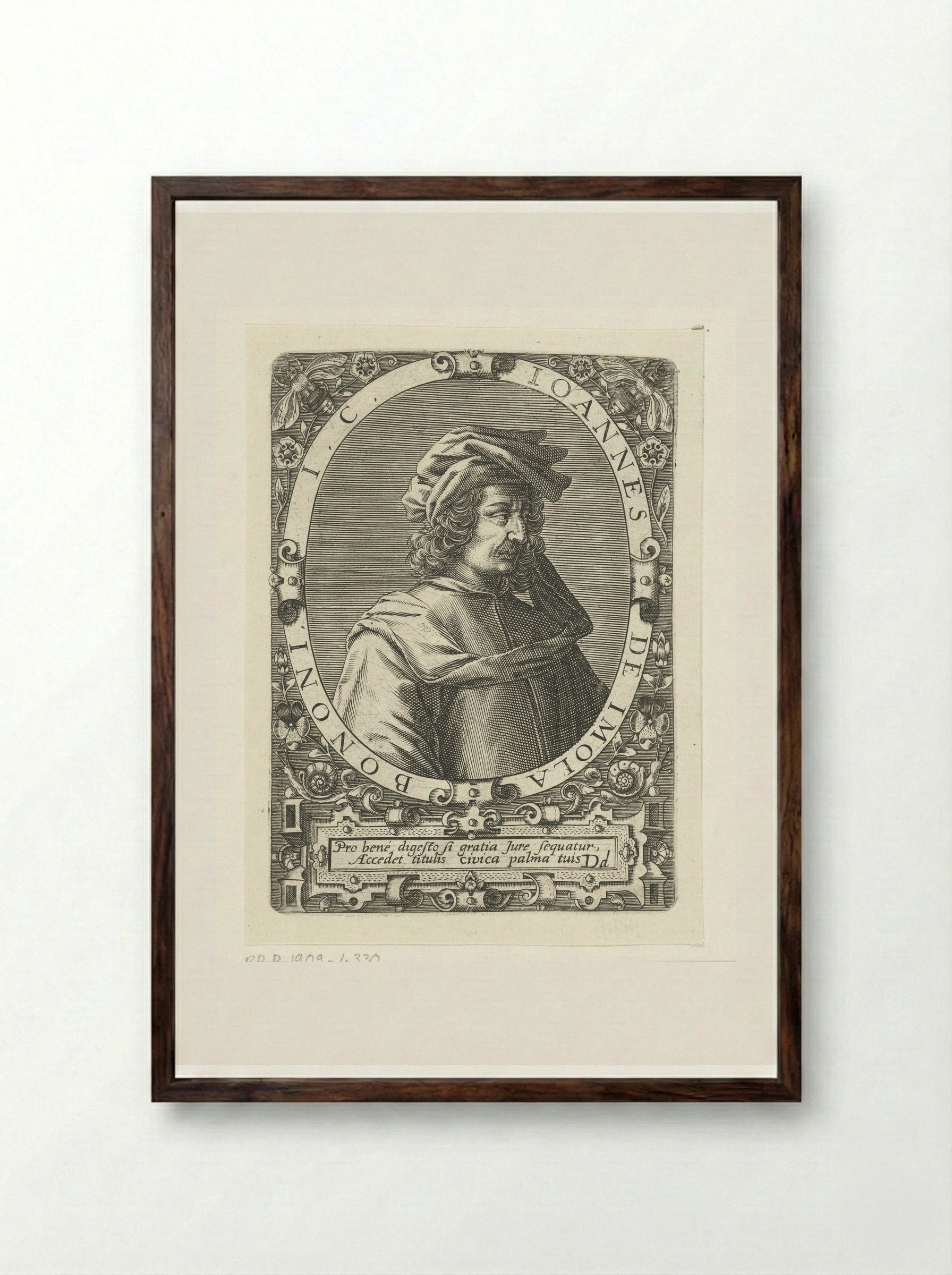 Portret van Johannes de Imola - Theodor de Bry - Framed Print Dark Wood