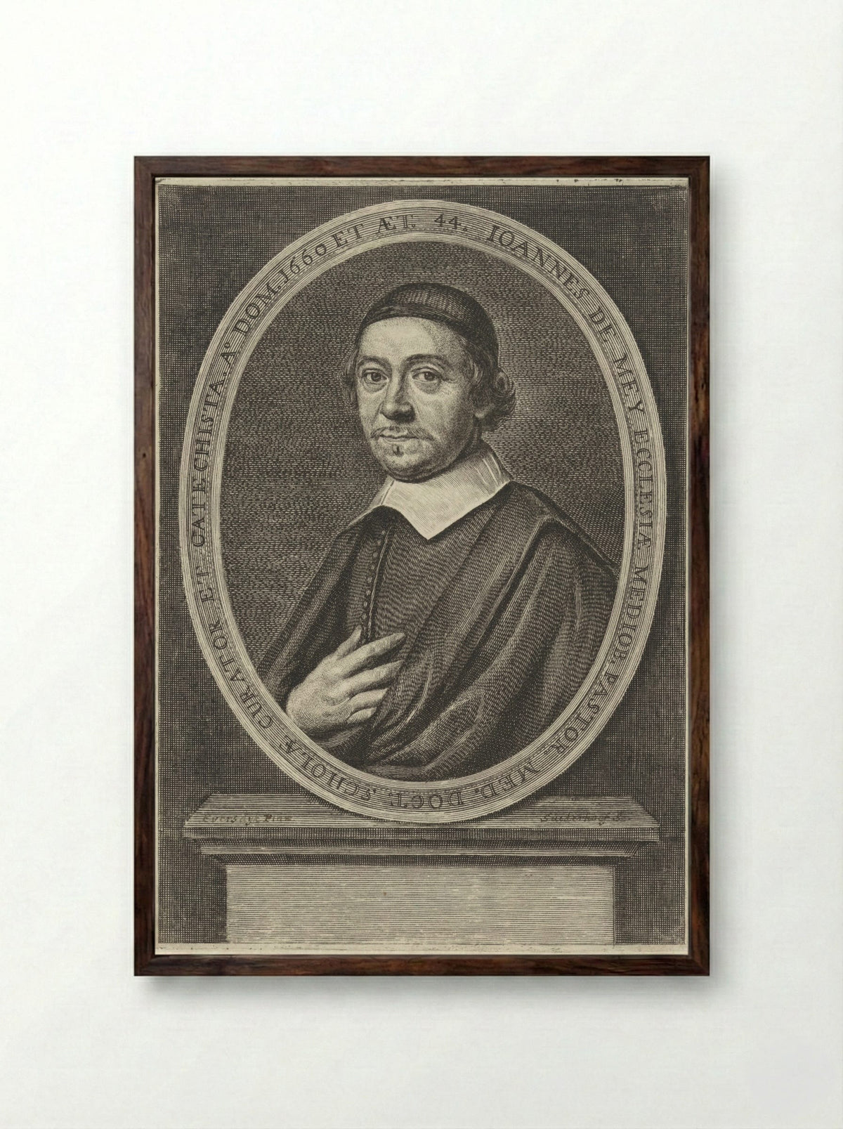 Portret van Johannes de Mey - Jonas Suyderhoef - Framed Print Dark Wood