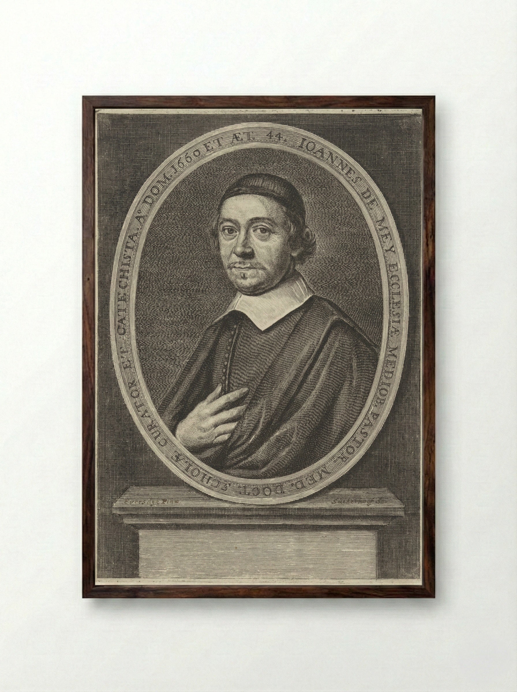 Portret van Johannes de Mey - Jonas Suyderhoef - Framed Print Dark Wood
