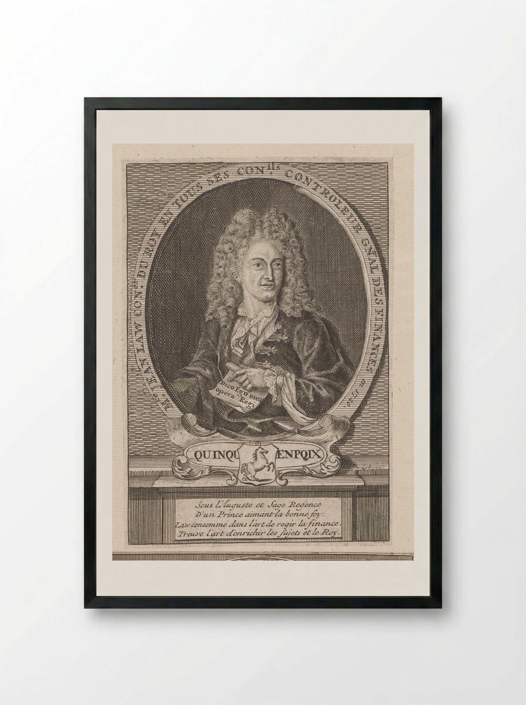 Portret van John Law - Hendrik de Leth - Framed Print Black