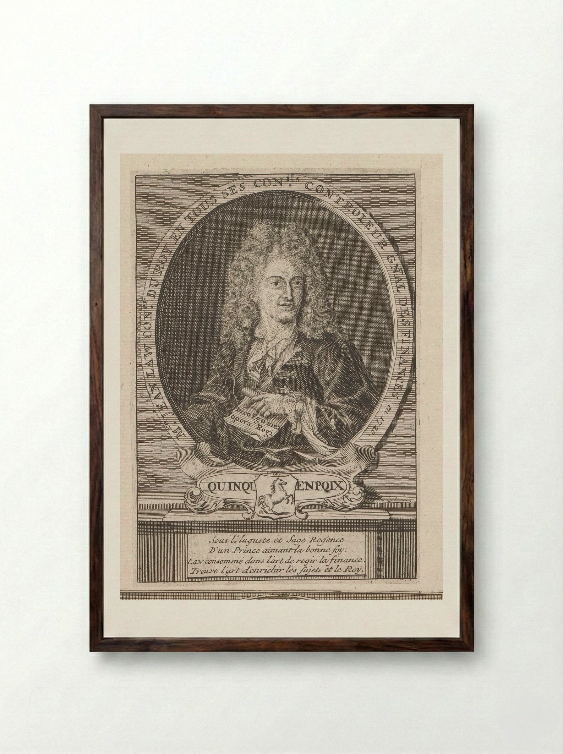 Portret van John Law - Hendrik de Leth - Framed Print Dark Wood