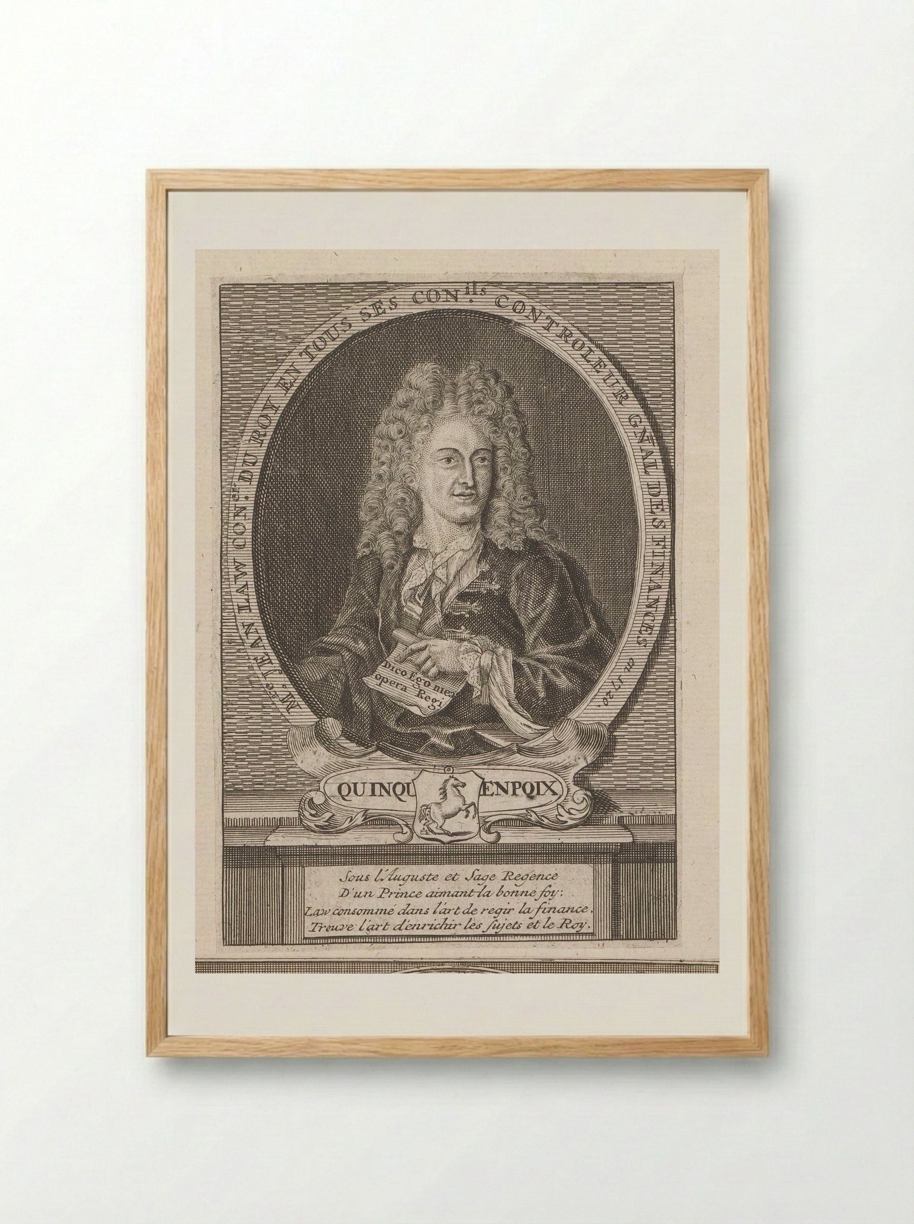 Portret van John Law - Hendrik de Leth - Framed Print Wood