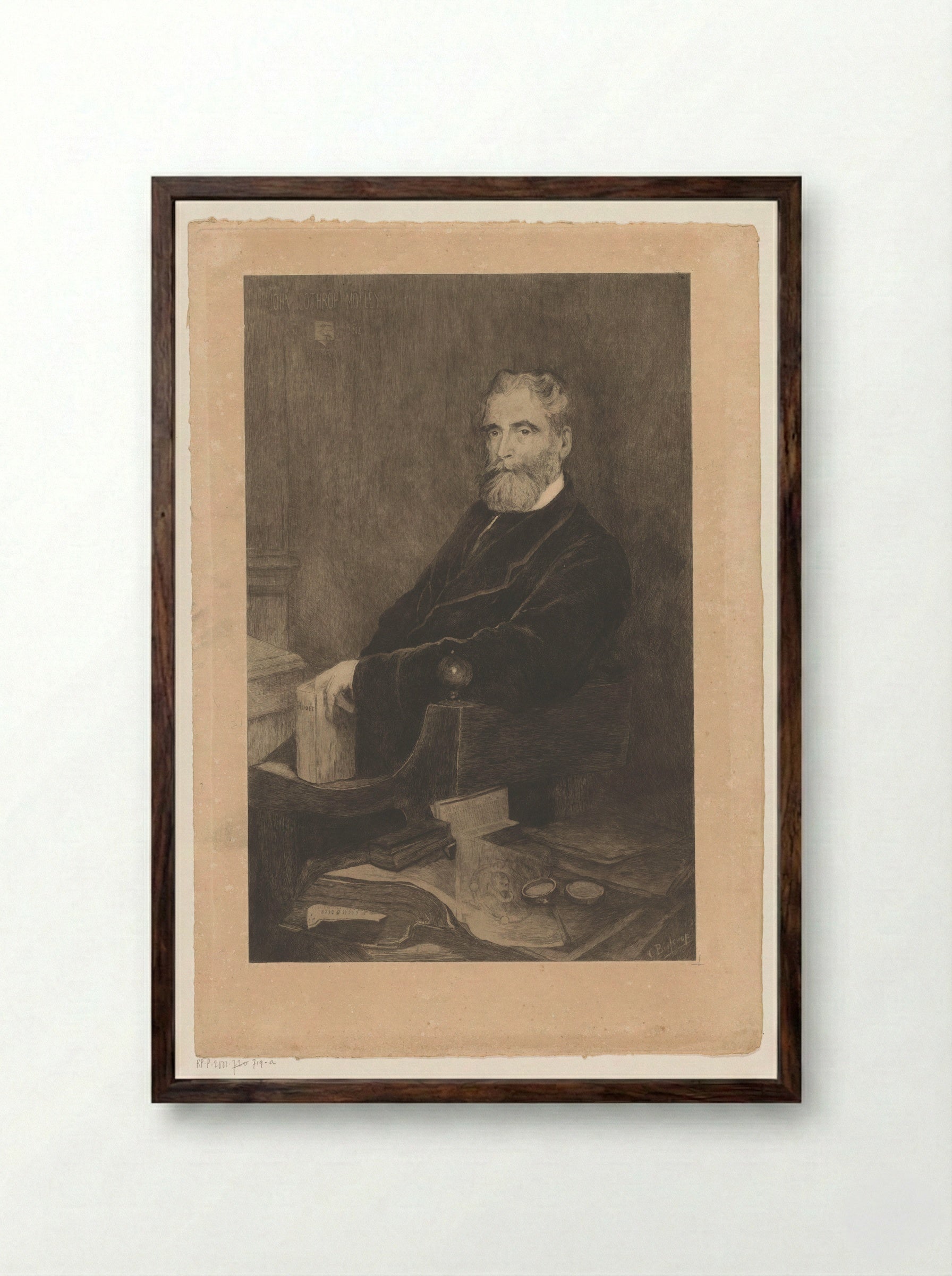 Portret van John Lothrop Motley - Philip Zilcken - Framed Print Dark Wood