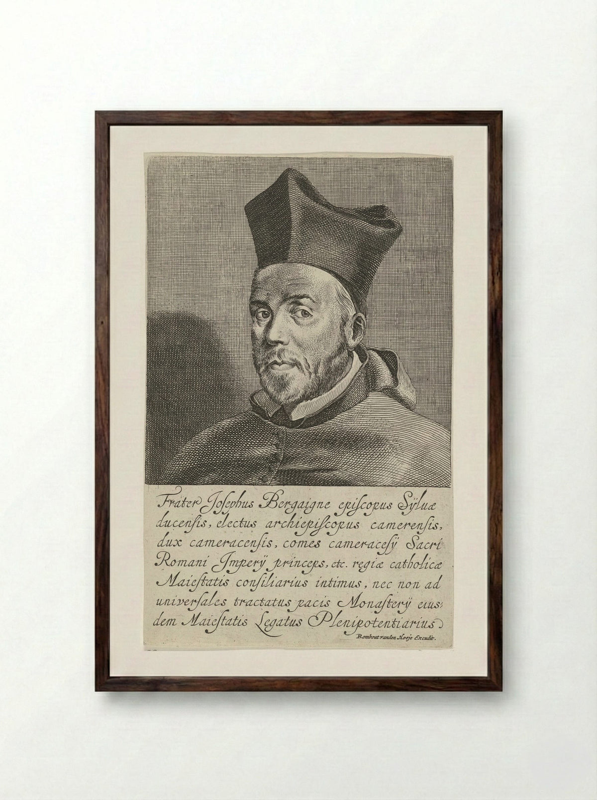 Portret van Joseph de Bergaigne - Pieter Nolpe - Framed Print Dark Wood