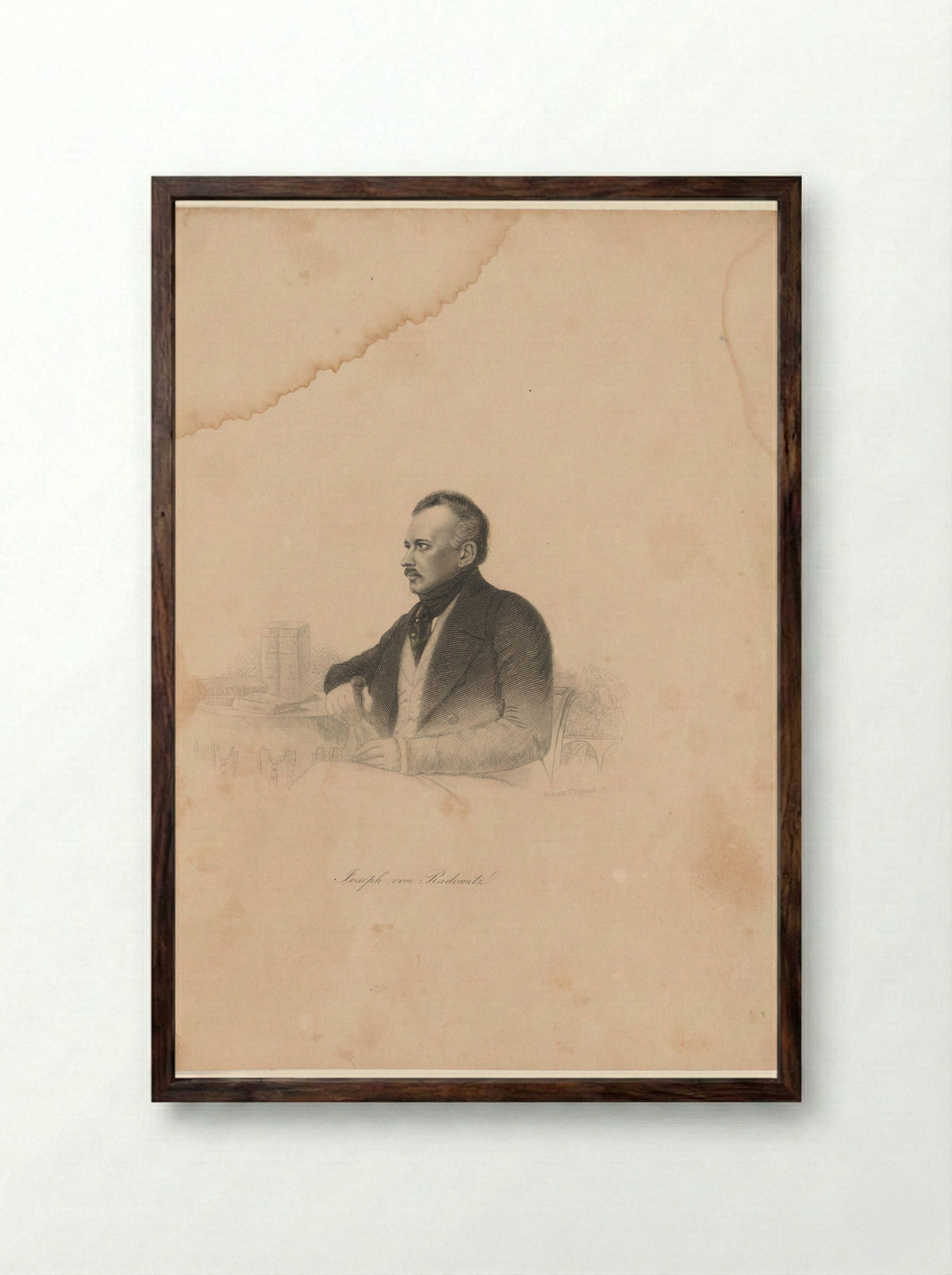 Portret van Joseph von Radowitz - Auguste Hüssener - Framed Print Dark Wood