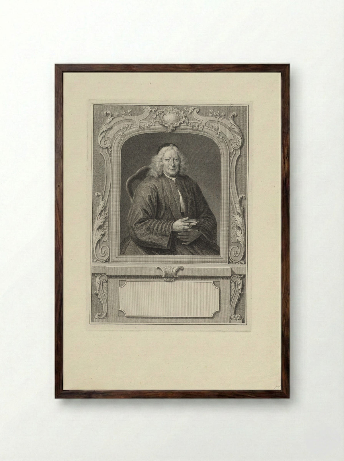Portret van Josephus de Longas - Pieter Tanjé - Framed Print Dark Wood