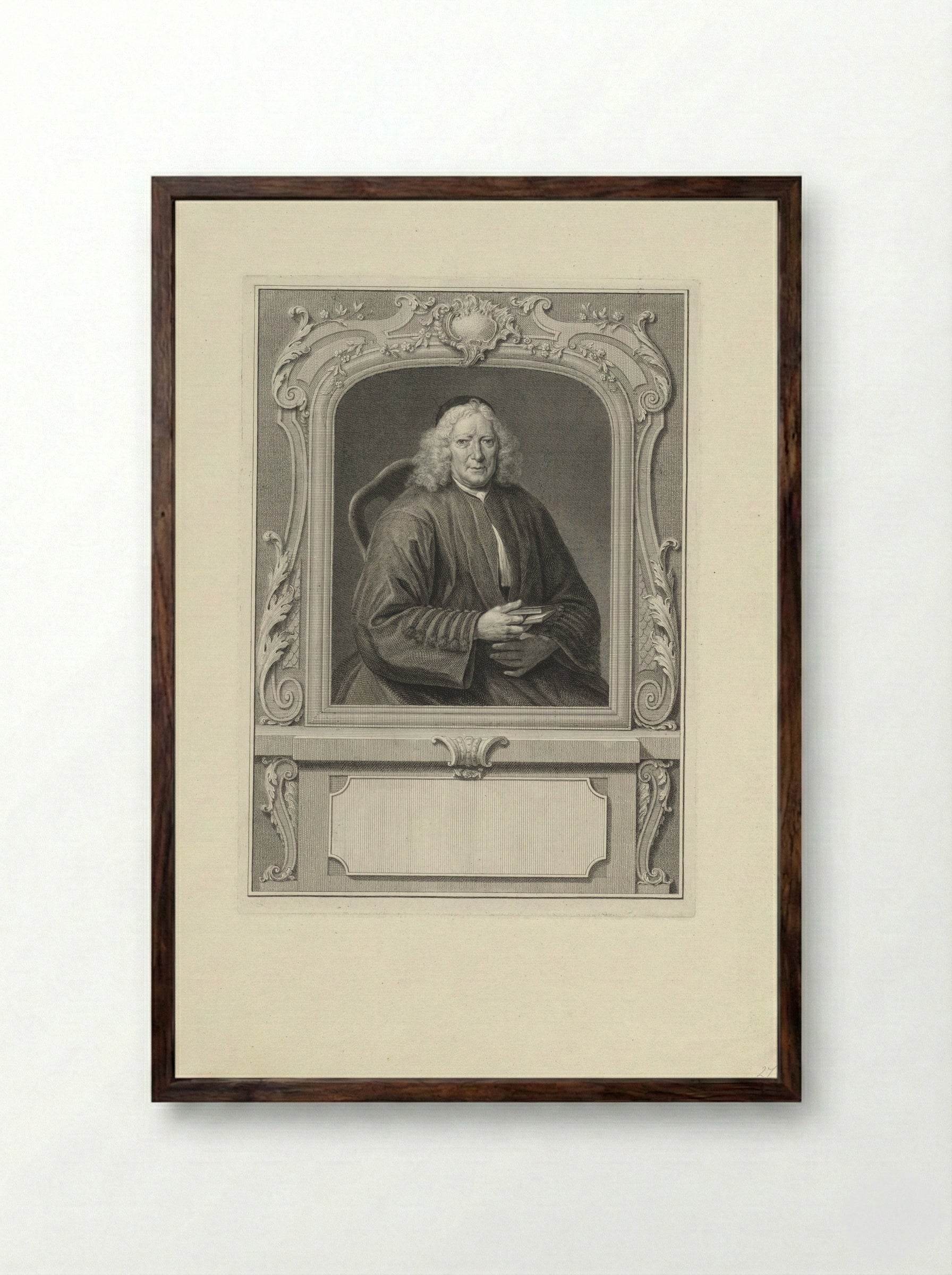 Portret van Josephus de Longas - Pieter Tanjé - Framed Print Dark Wood