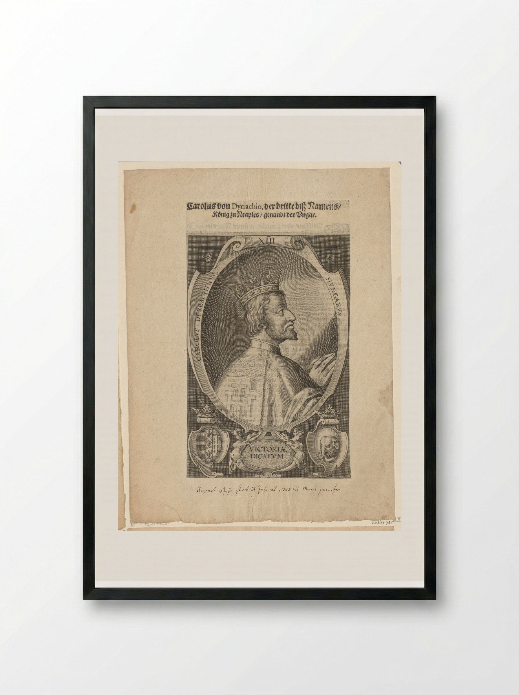 Portret van Karel III, koning van Napels - Lucas Kilian - Framed Print Black