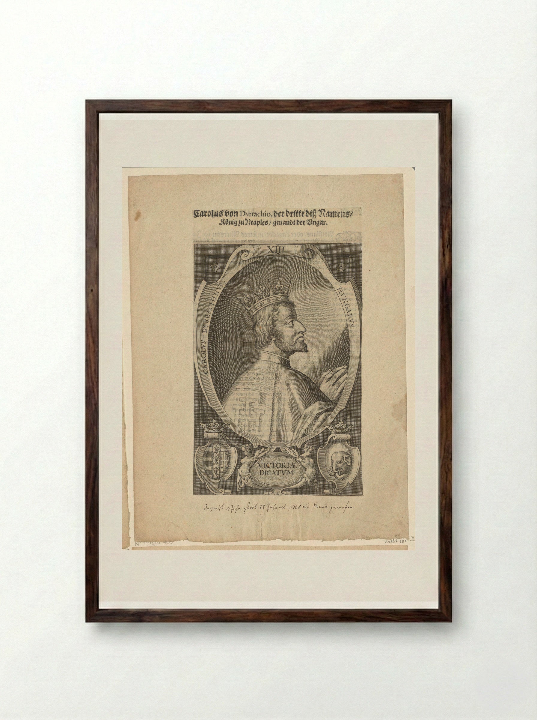 Portret van Karel III, koning van Napels - Lucas Kilian - Framed Print Dark Wood
