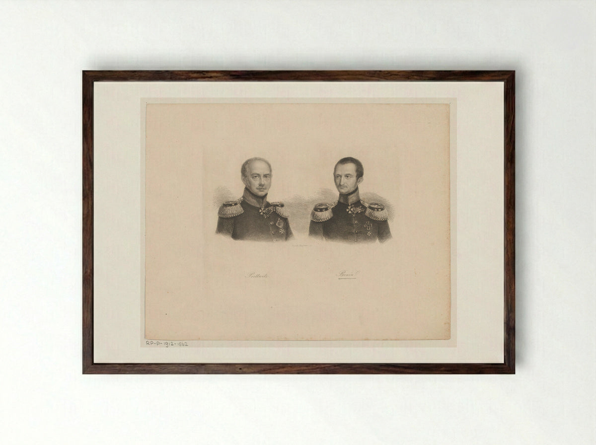 Portret van Karl Prittwitz en Eduard von Bonin - Auguste Hüssener - Framed Print Dark Wood