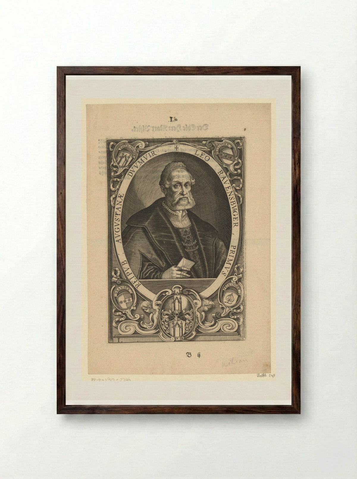 Portret van Leo Ravensburger - Lucas Kilian - Framed Print Dark Wood